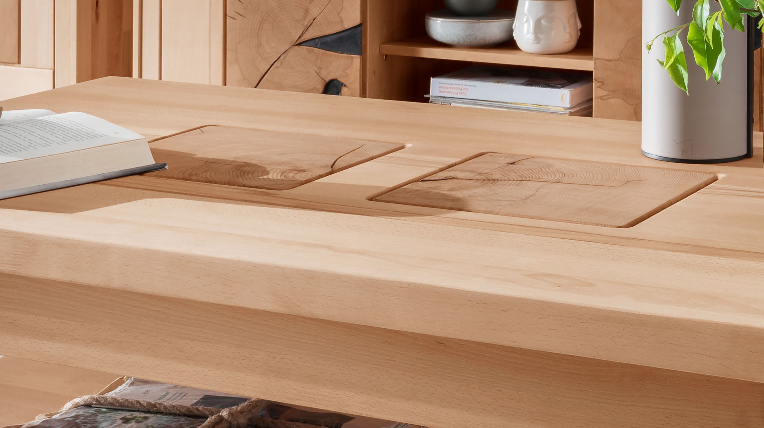 Couchtisch Massivholz Kernbuche geölt 118 x 70 cm - LUIS 
