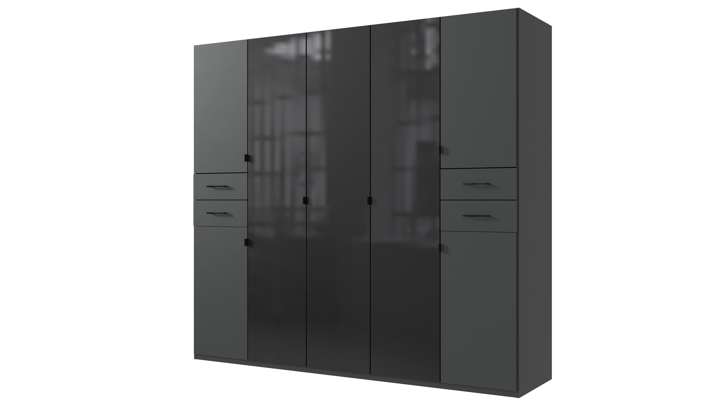 Kleiderschrank graphit Glas schwarz 225 cm - HENDRIK Kleiderschrank graphit Glas schwarz 225 cm - HENDRIK