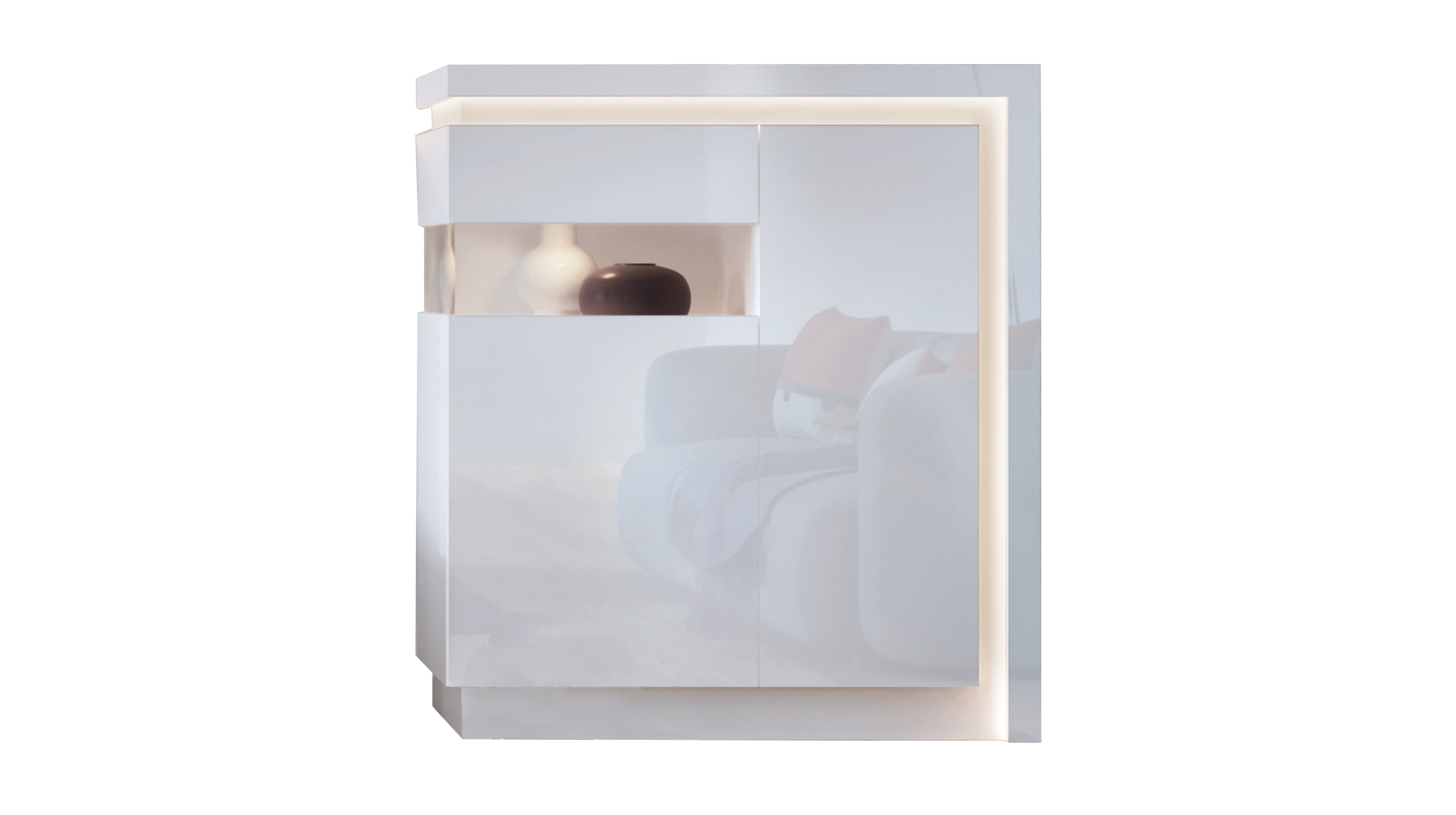 Highboard mit Beleuchtung weiß Hochglanz 108 cm - LYON Highboard mit Beleuchtung weiß Hochglanz 108 cm - LYON