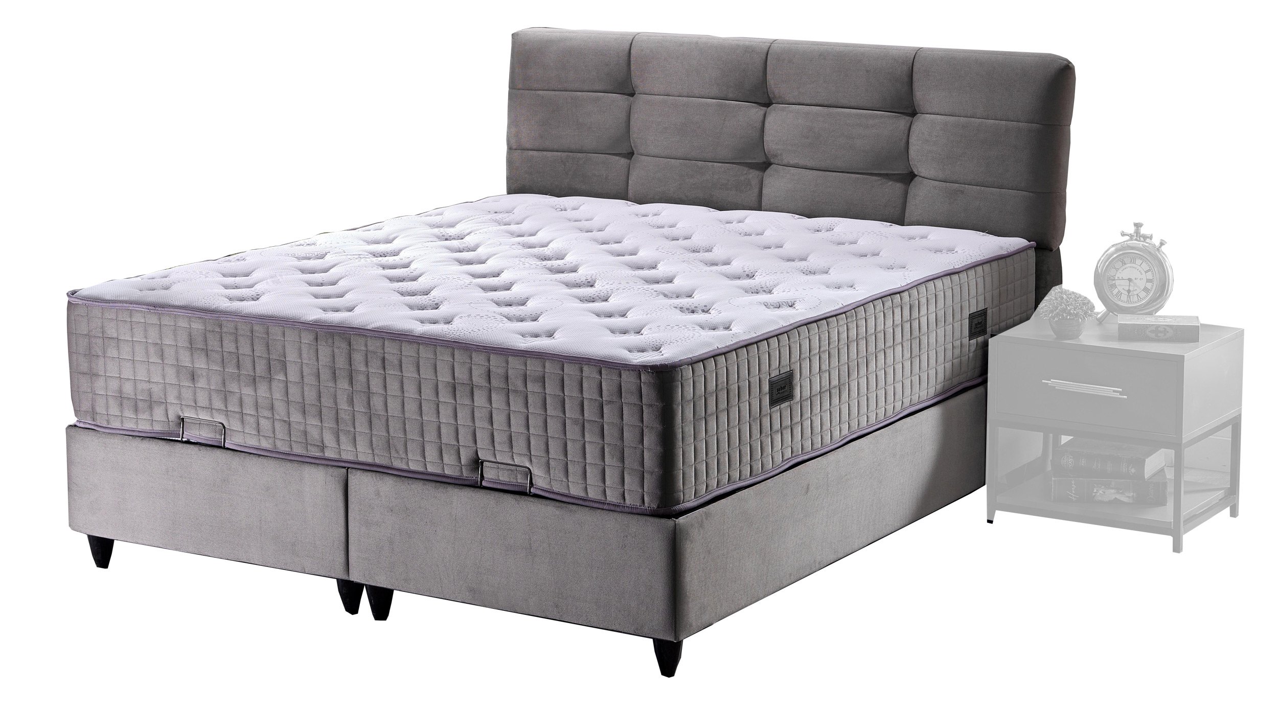 Boxbett 180 x 200 cm Stoffbezug grau - NAOMI Boxbett 180 x 200 cm Stoffbezug grau - NAOMI