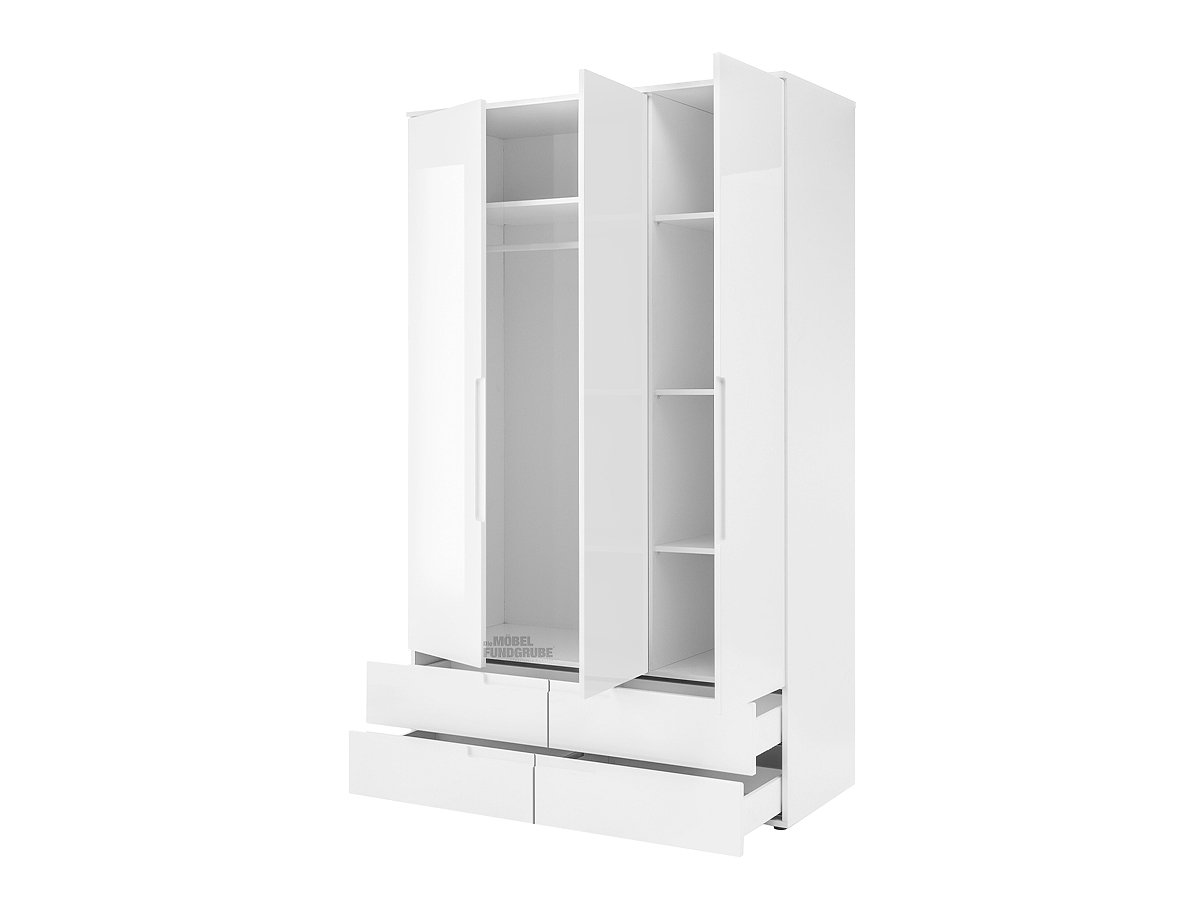 Kleiderschrank mit Spiegel - weiß hochglanz - 126 cm - SPICE