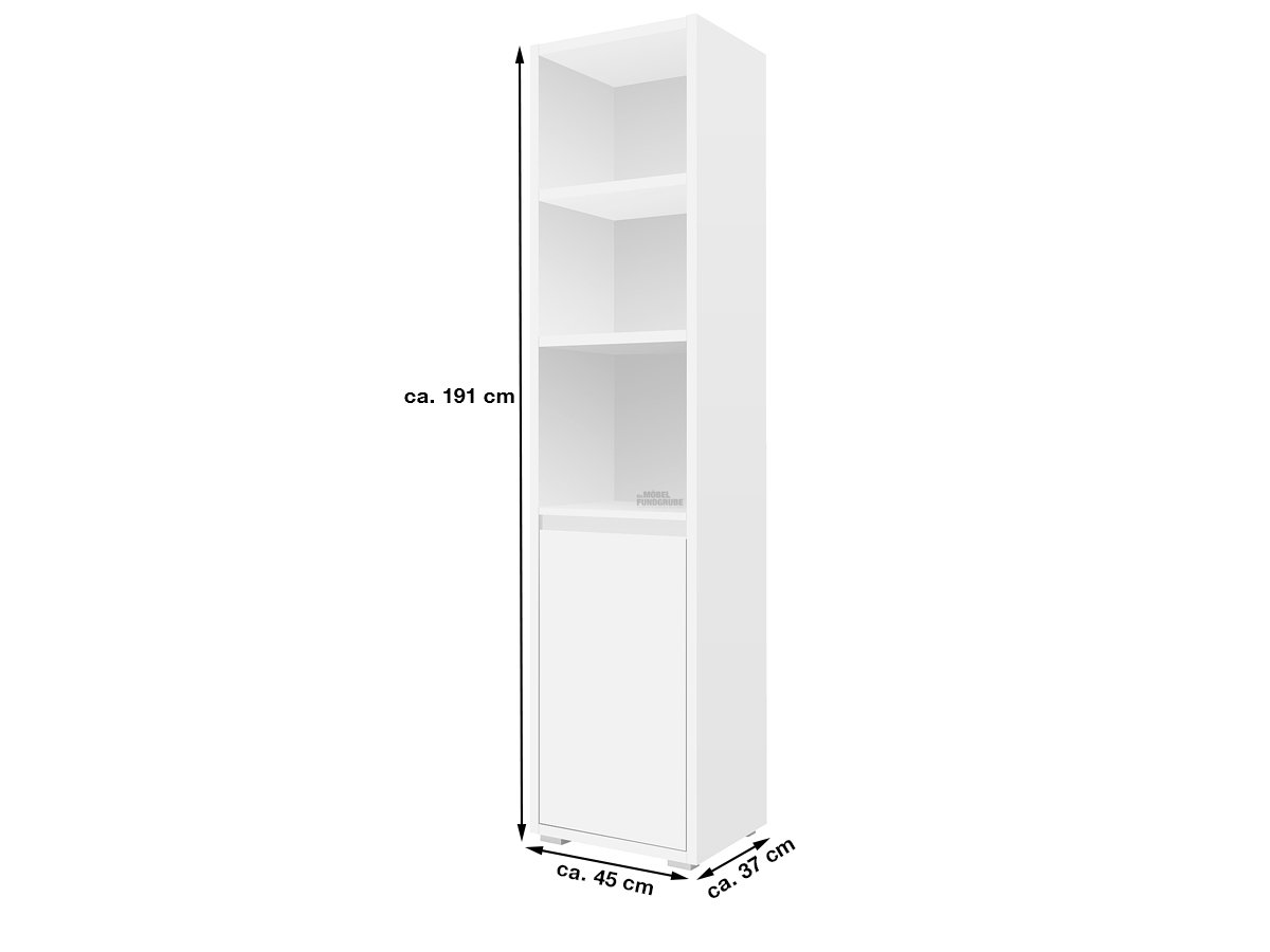 Bücherregal Standregal weiß 45 x 191 cm 1 Schranktür - IMAGE