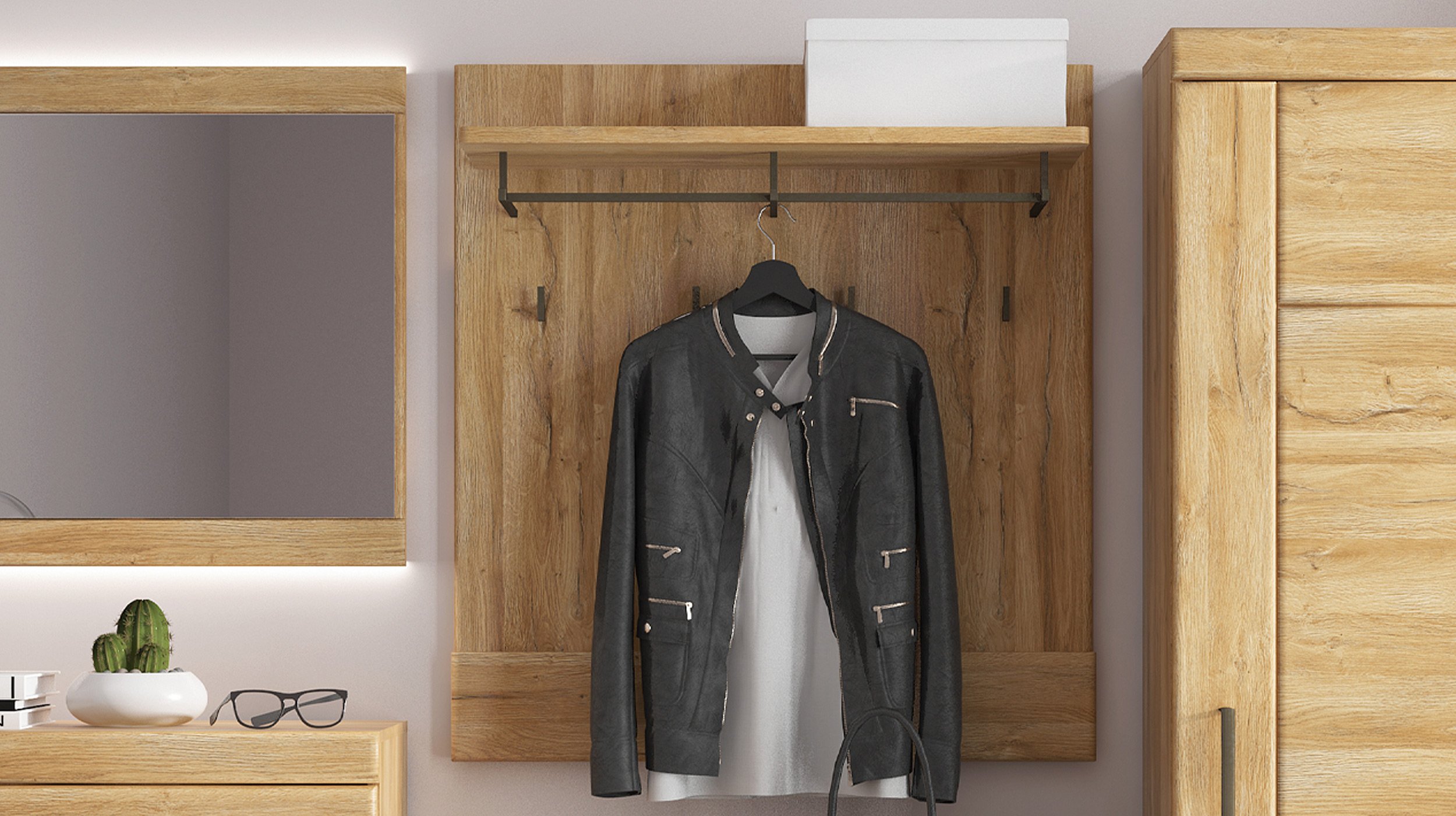 Wandgarderobe Paneel 93 cm Grandson Eiche - CORTINA