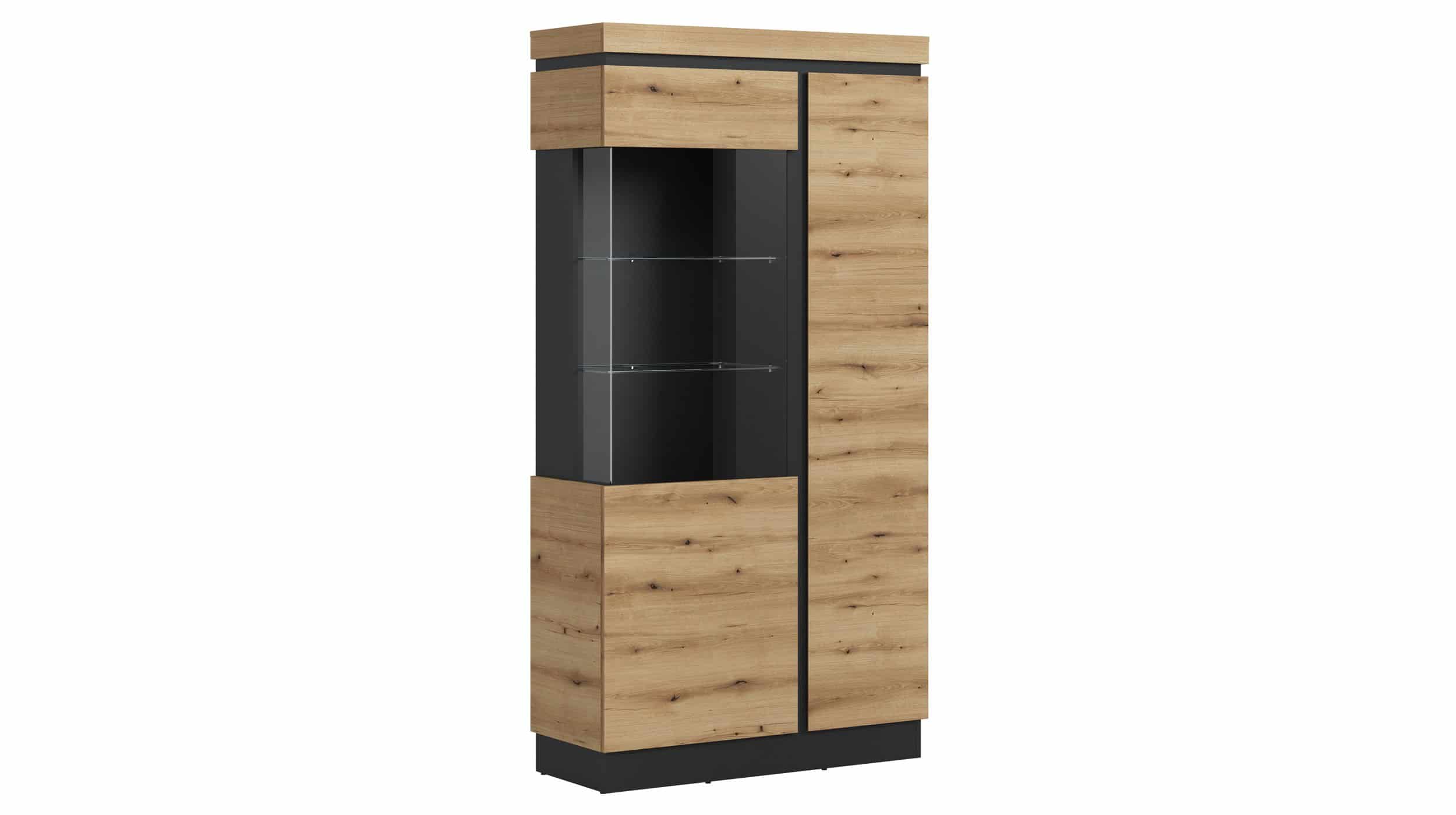Vitrine mit Glastür Coast Evoke Eiche - grau Breite 104 cm - CORTE Vitrine Coast Evoke Eiche - grau 201 cm - CORTE