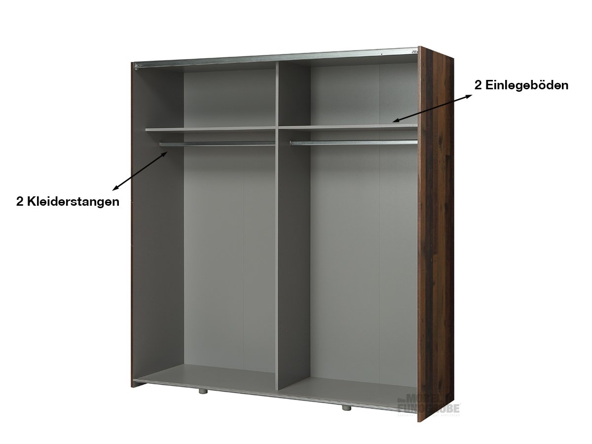 Schwebetürenschrank Old Wood - grau 170 cm - DEDERIK
