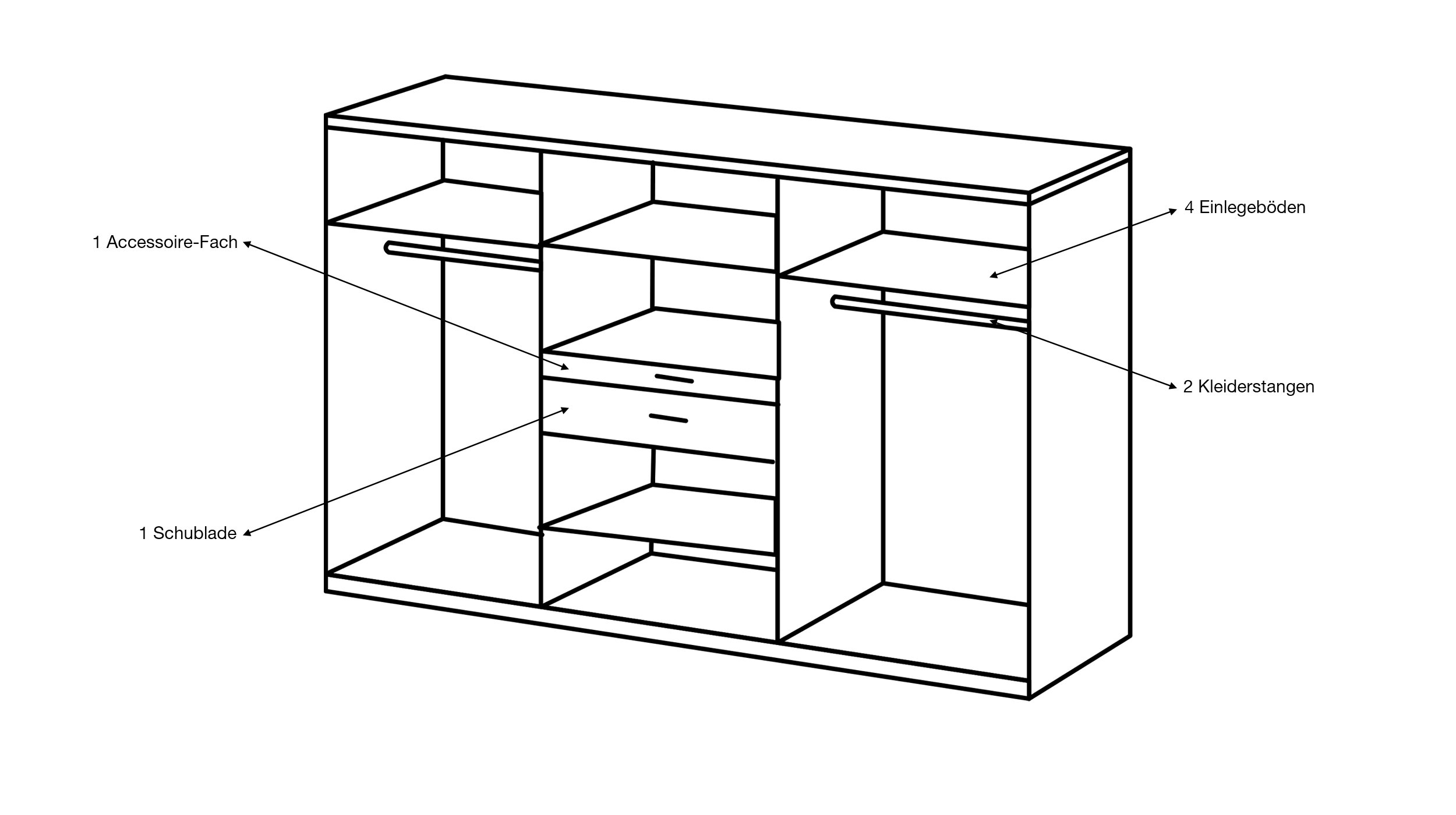 Kleiderschrank Spiegel 270 cm Hickory Oak - grau - XANTEN