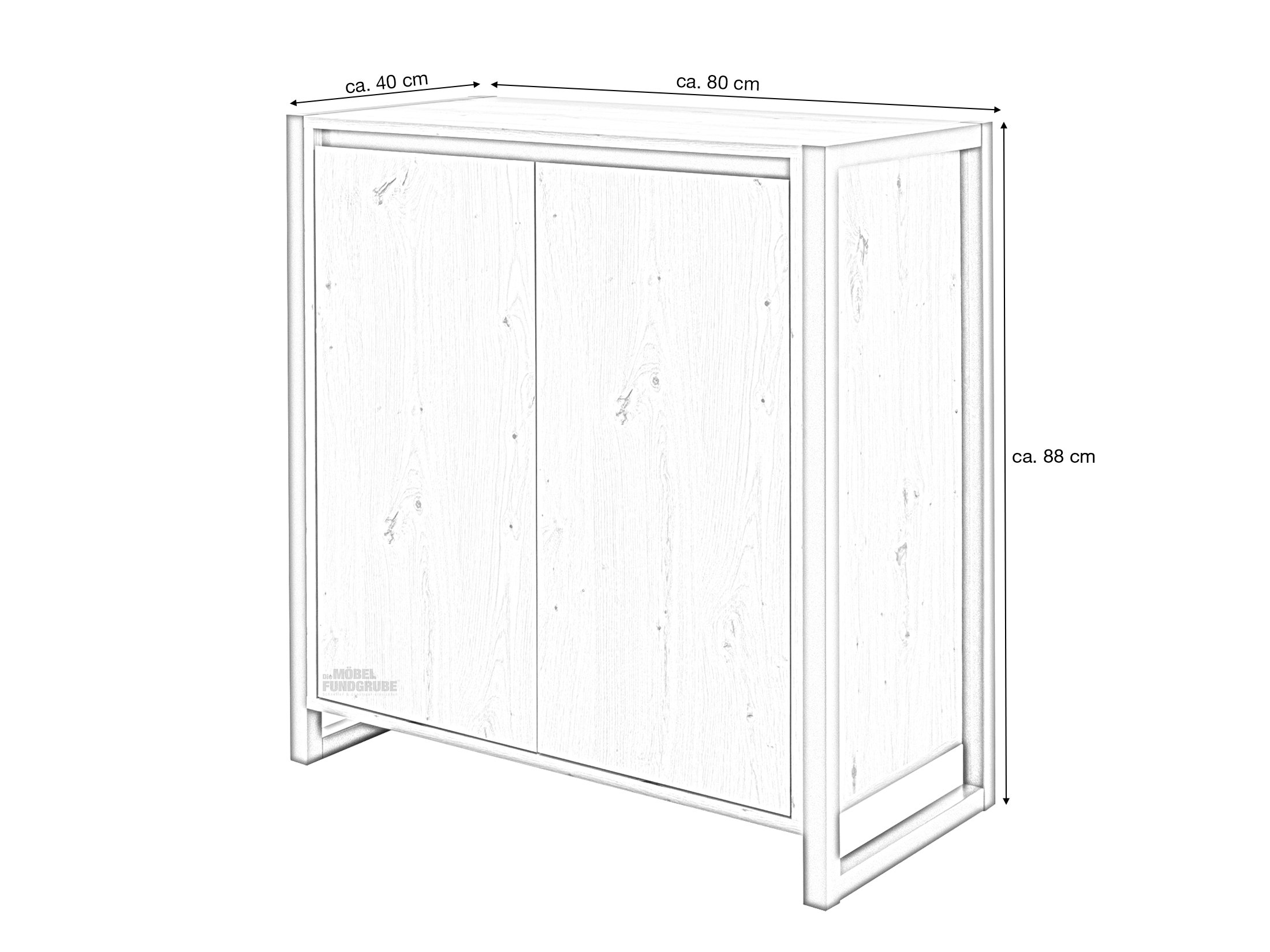 Kommode mit 2 Türen Artisan Eiche - anthrazit 80 cm - DENVER
