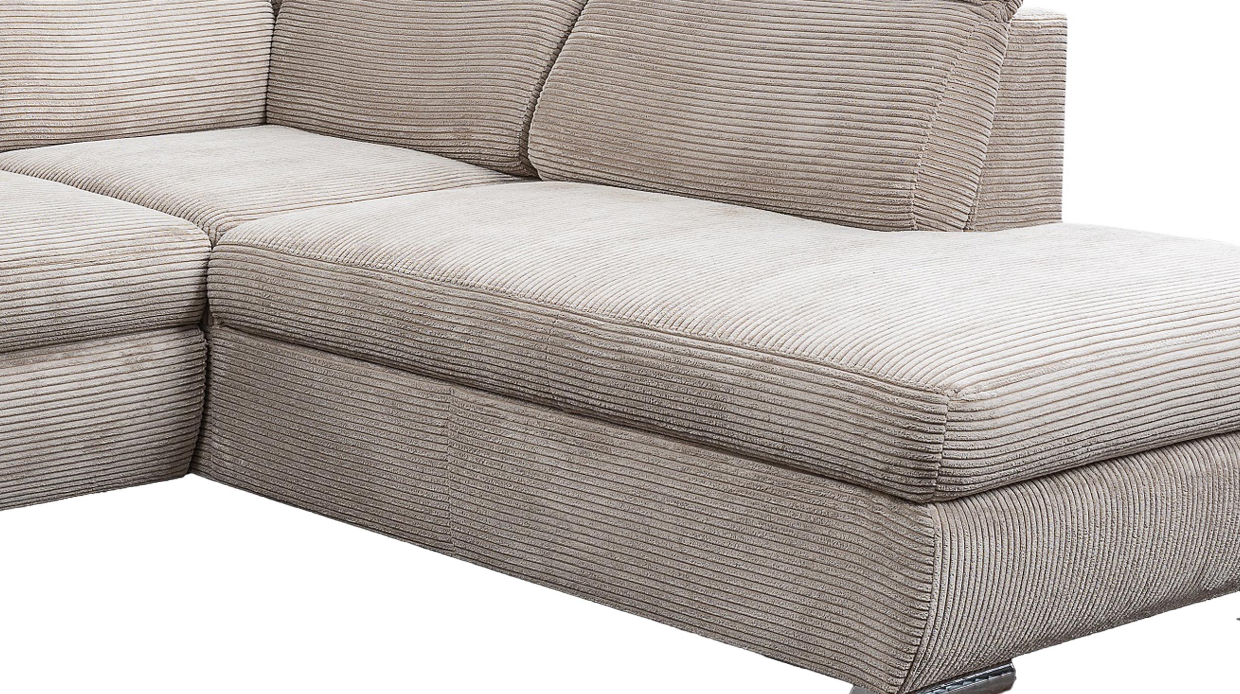 Ecksofa Cord Schlaffunktion creme - Bettkasten 280 cm - COLORADO