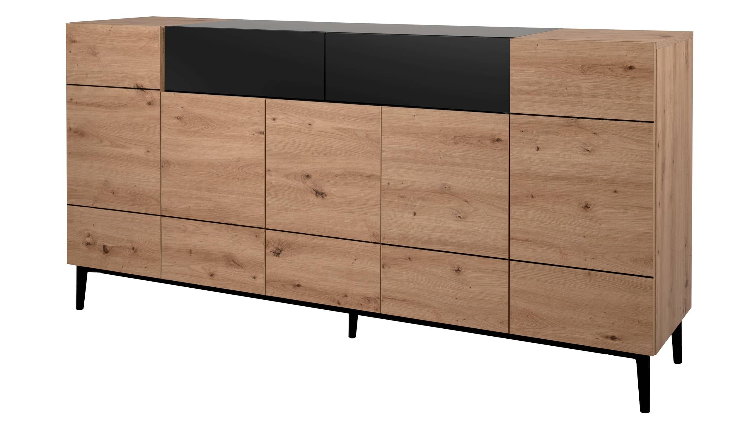 Sideboard Artisan Eiche - schwarz 180 cm 5-türig - NOLA Sideboard Artisan Eiche - schwarz 180 cm 5-türig - NOLA