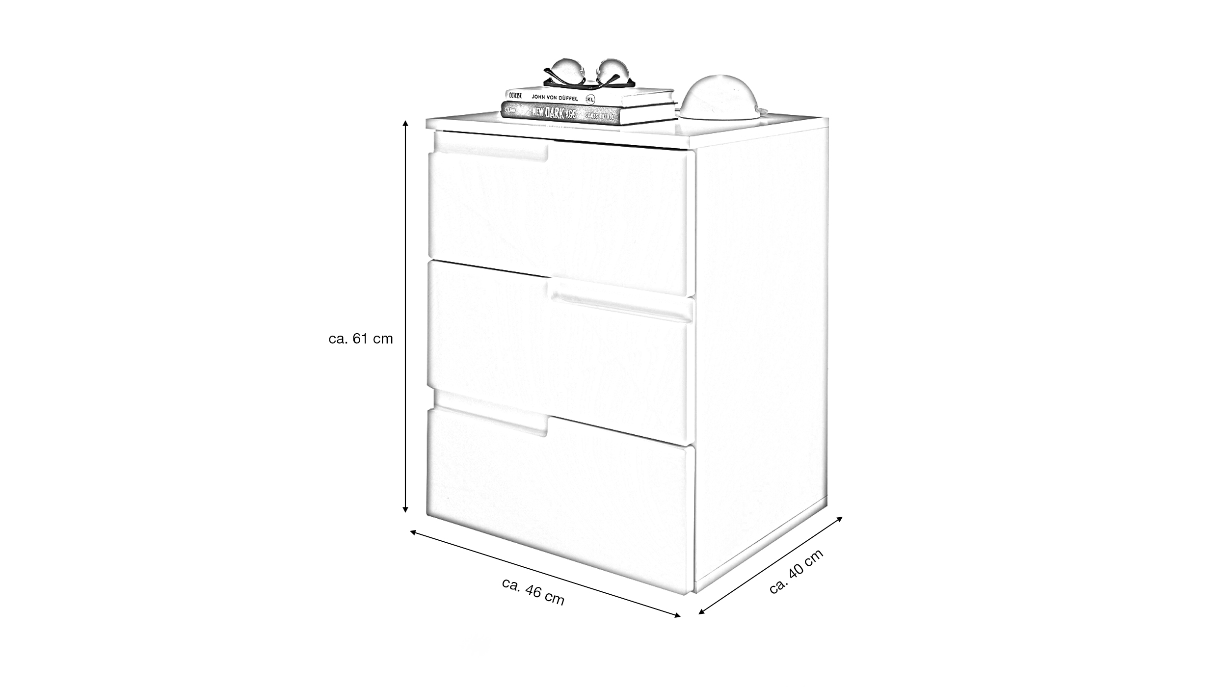 Nachttisch weiß hochglanz 46 x 61 cm 3 Schubladen - SPICE