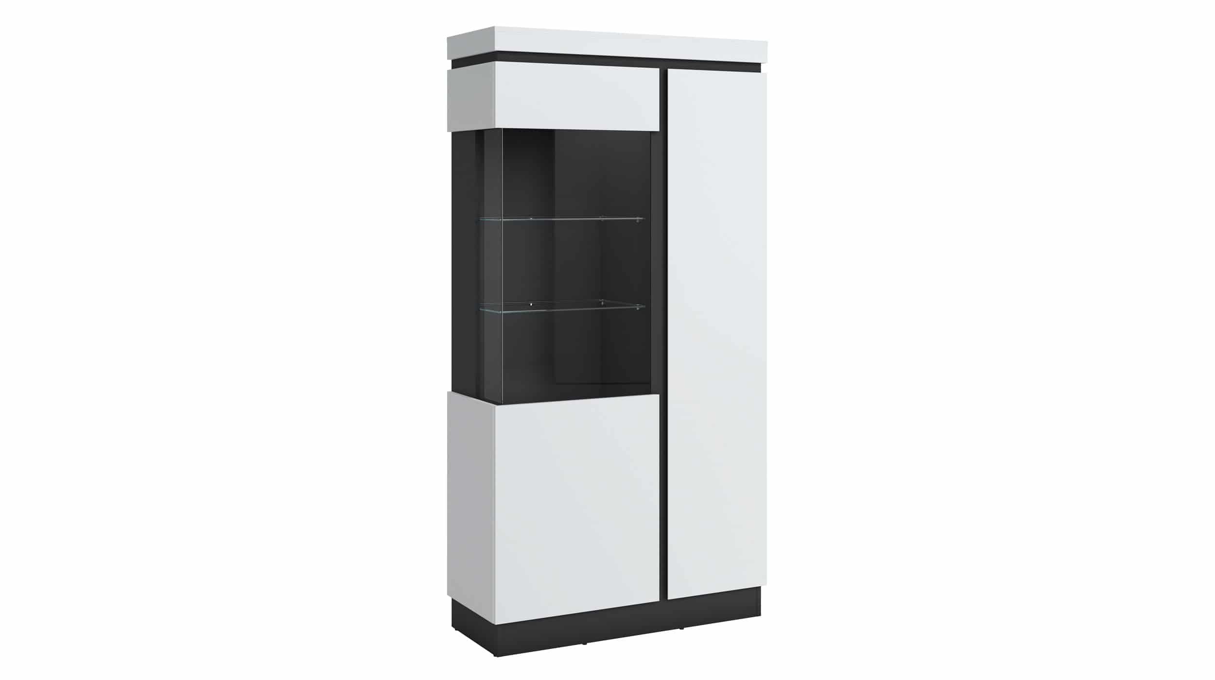 Vitrine mit Glastür alpinweiß B 104 x H 201 cm - CAMPANIA Vitrine alpinweiß - anthrazit 201 cm - CAMPANIA