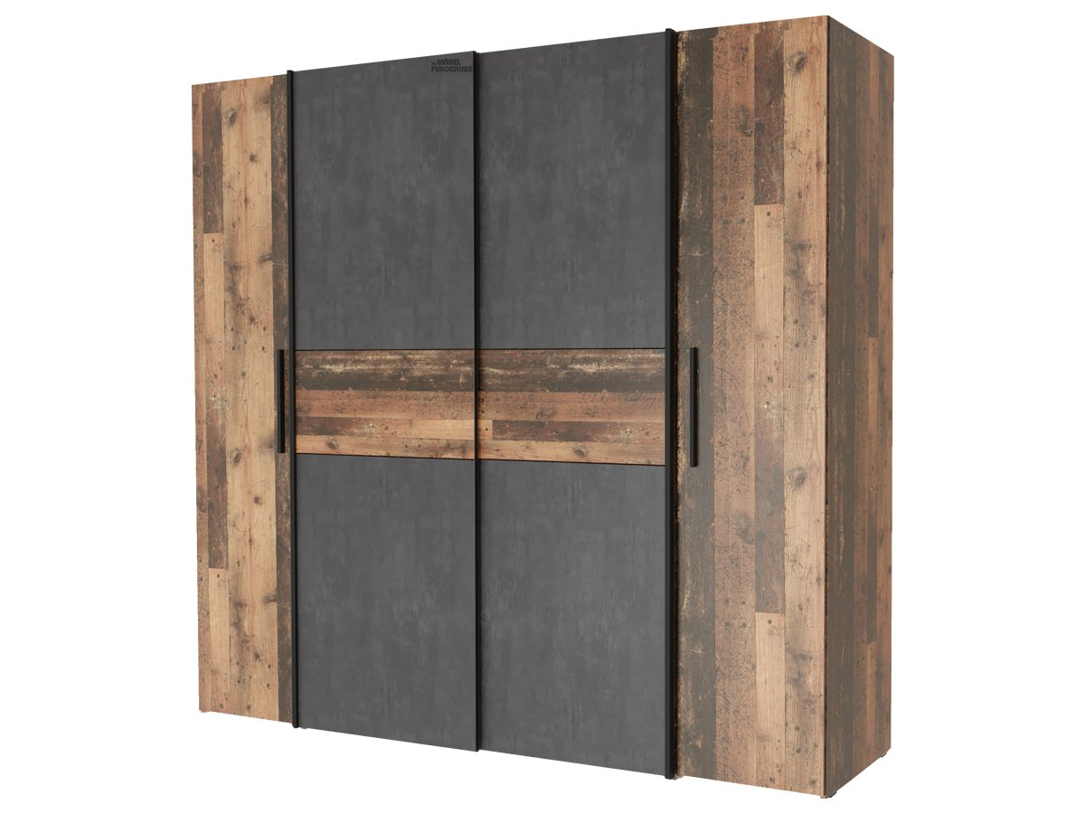 Kleiderschrank Old Wood - grau - 200 cm - KALIXTUS Kleiderschrank Old Wood - grau 200 cm - KALIXTUS