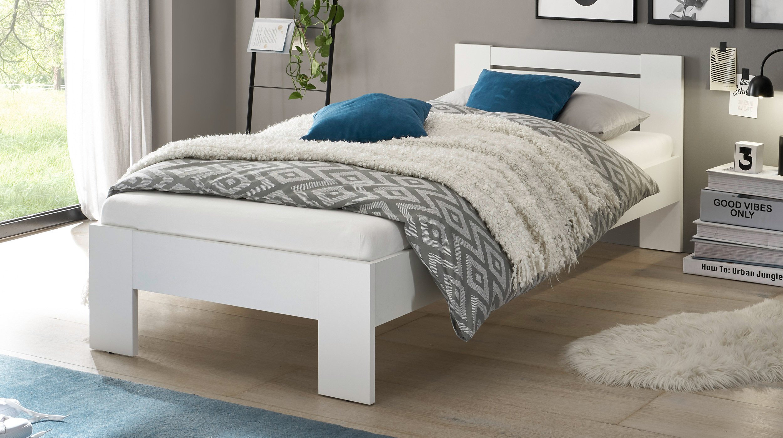 Futonbett 90 x 200 cm Einzelbett weiß - CANNES