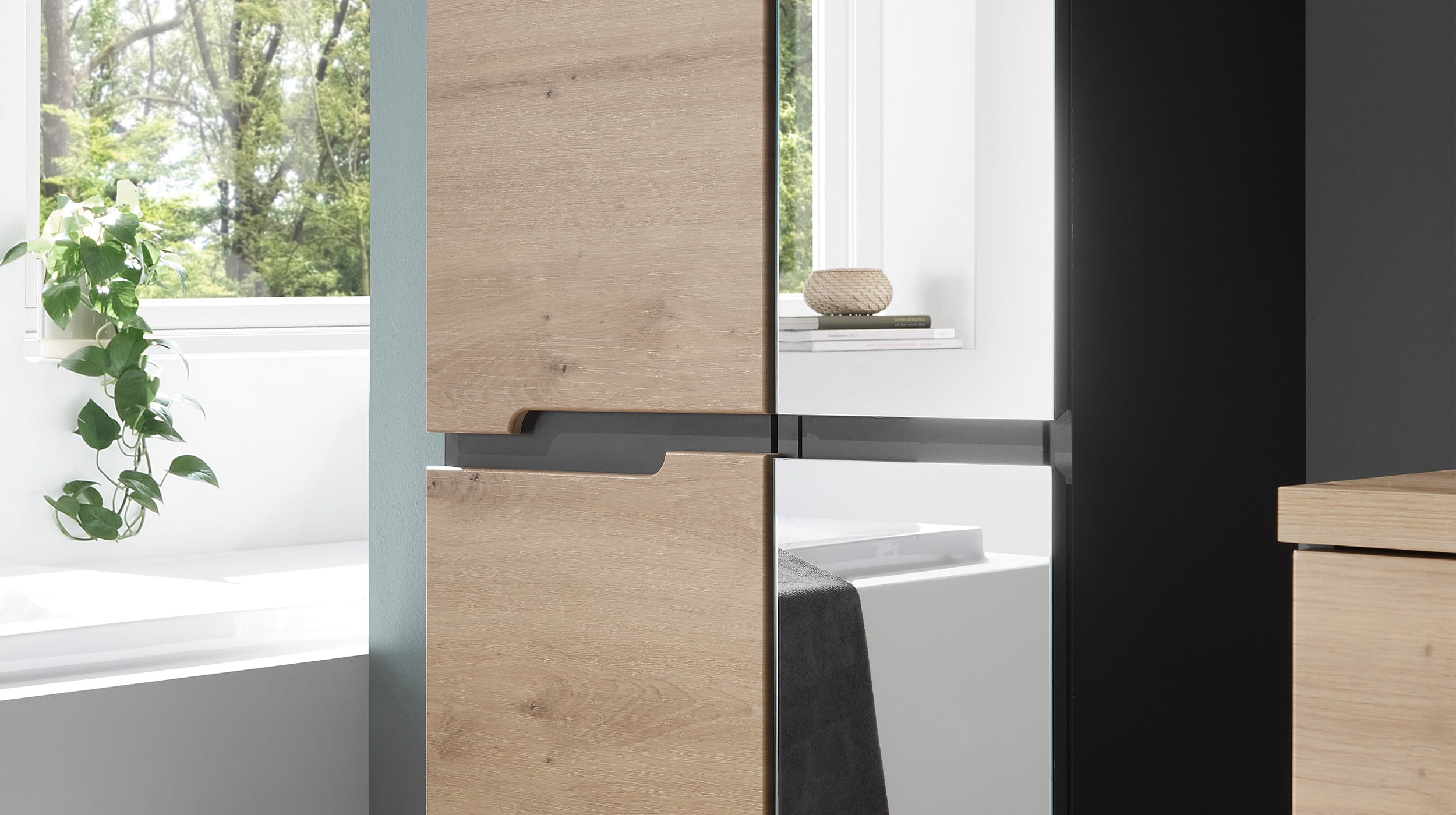 Bad Hochschrank Artisan Eiche - grau 176 cm - MEMPHIS