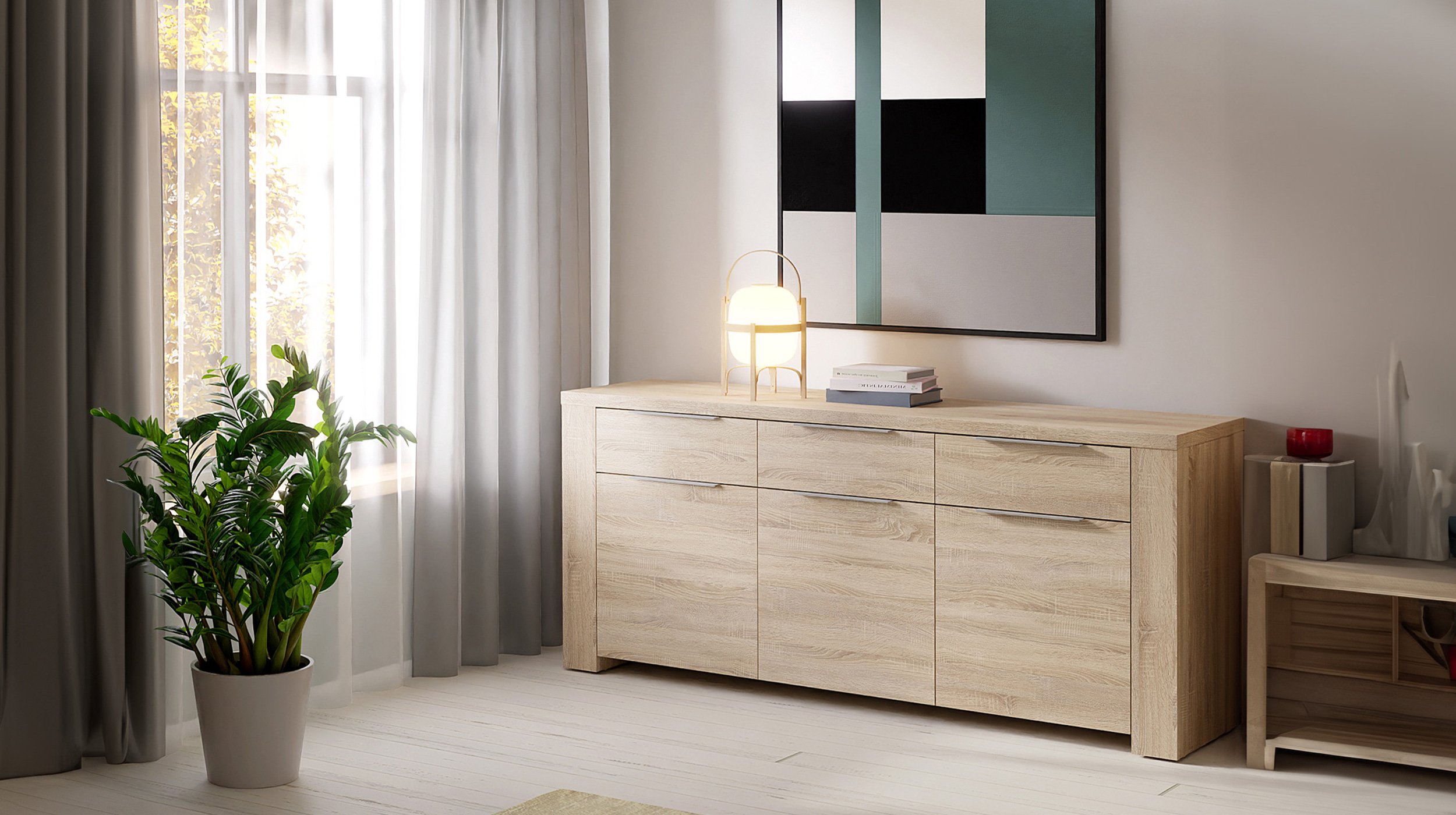 Sideboard Sonoma Eiche - 3-türig - 188 cm - CALPE