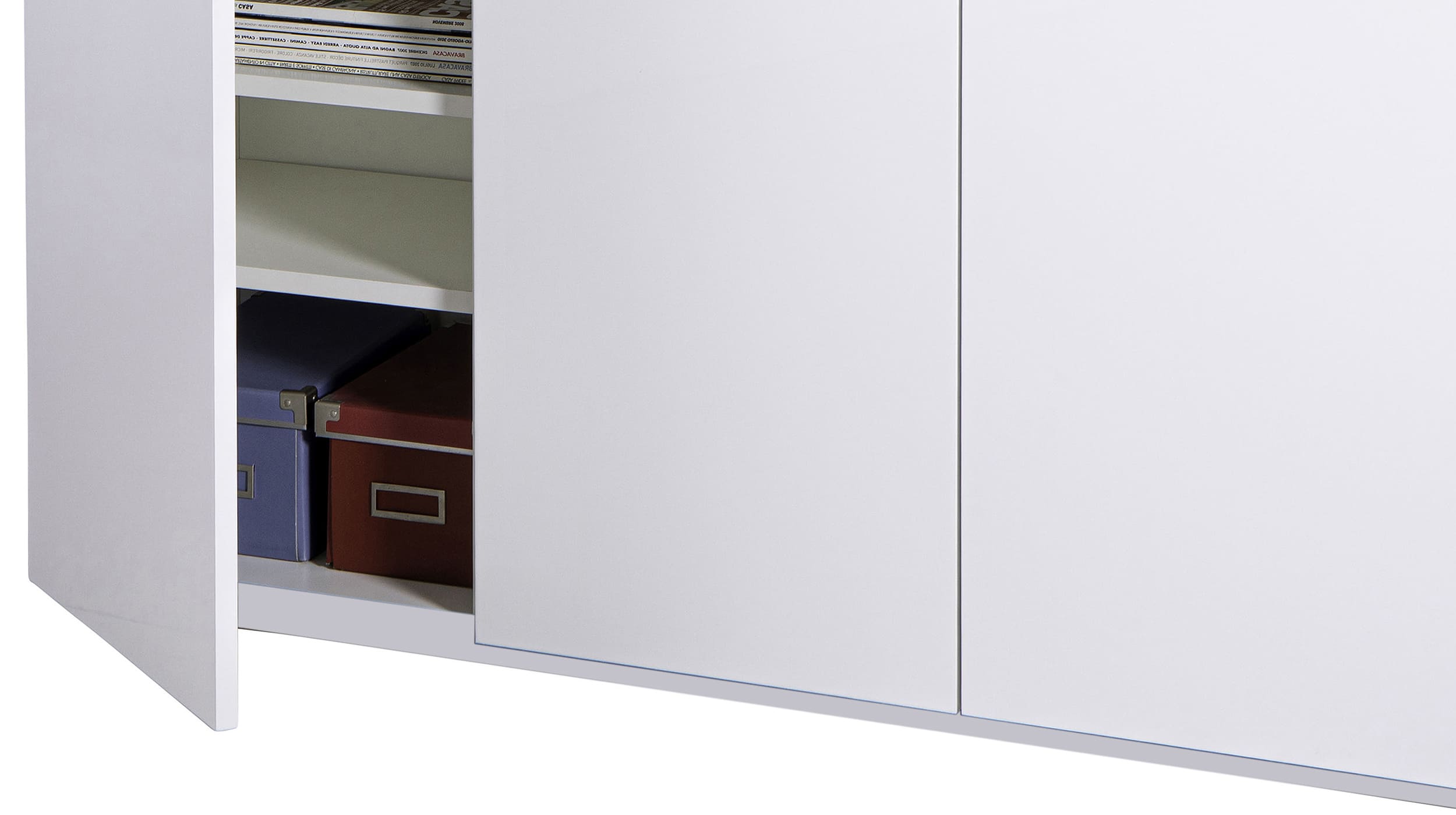 Kommode weiß hochglanz 120 cm 3-türig Metallgriffe - MUNDI