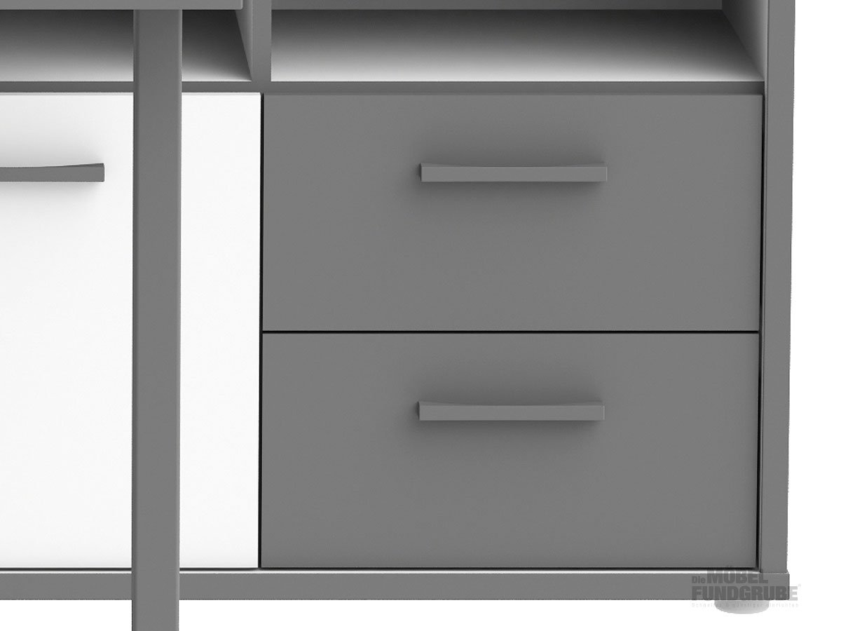 Eck-Schreibtisch weiß - grau 124 cm - KEFLAVIK
