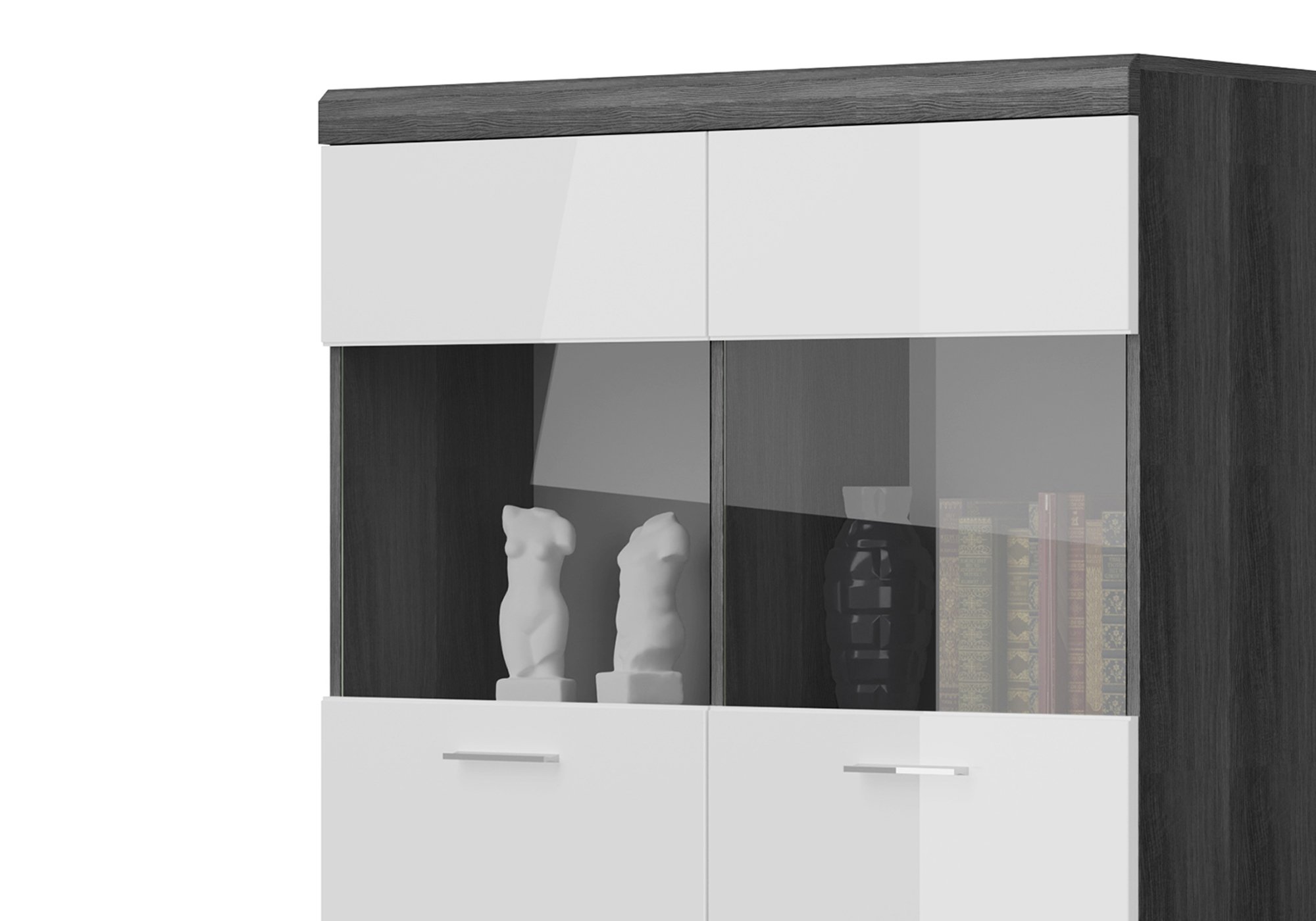 Highboard weiß Hochglanz - Rauchsilber 114 cm - SCOUT