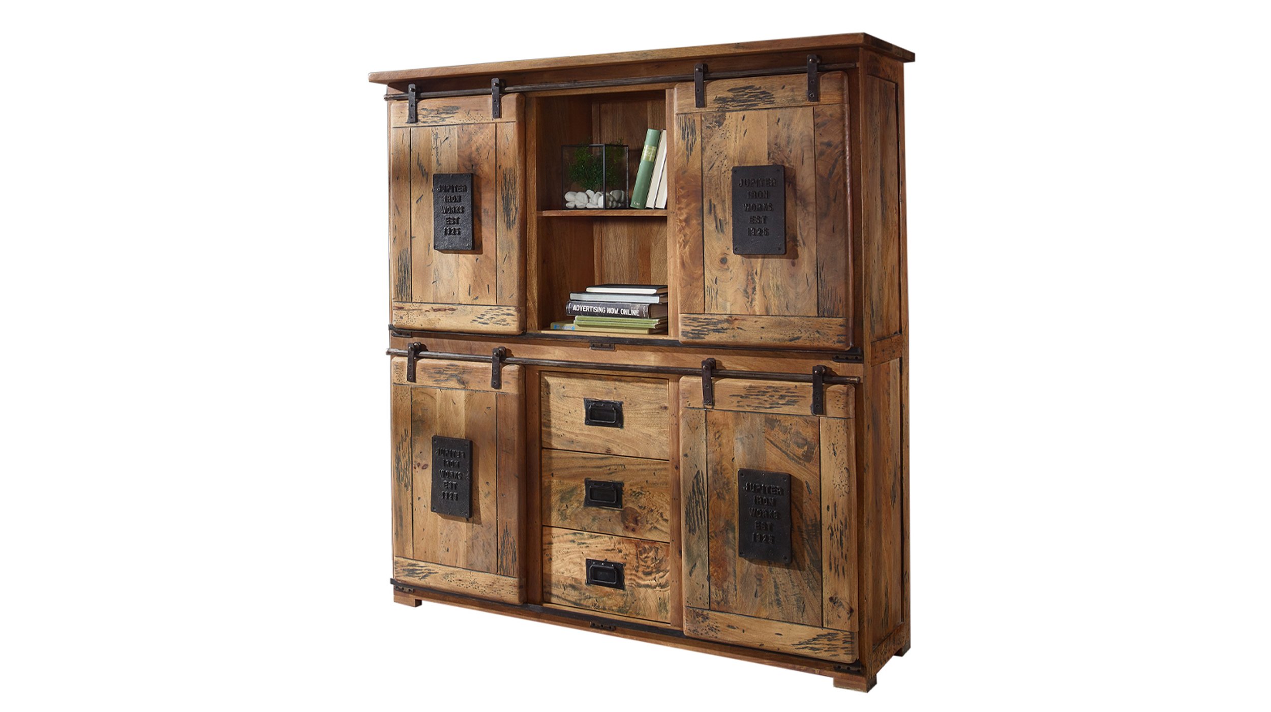 Highboard mit 4 Rolltüren Mango massiv 150 cm - EMANUEL Highboard mit 4 Rolltüren Mango massiv 150 cm - EMANUEL