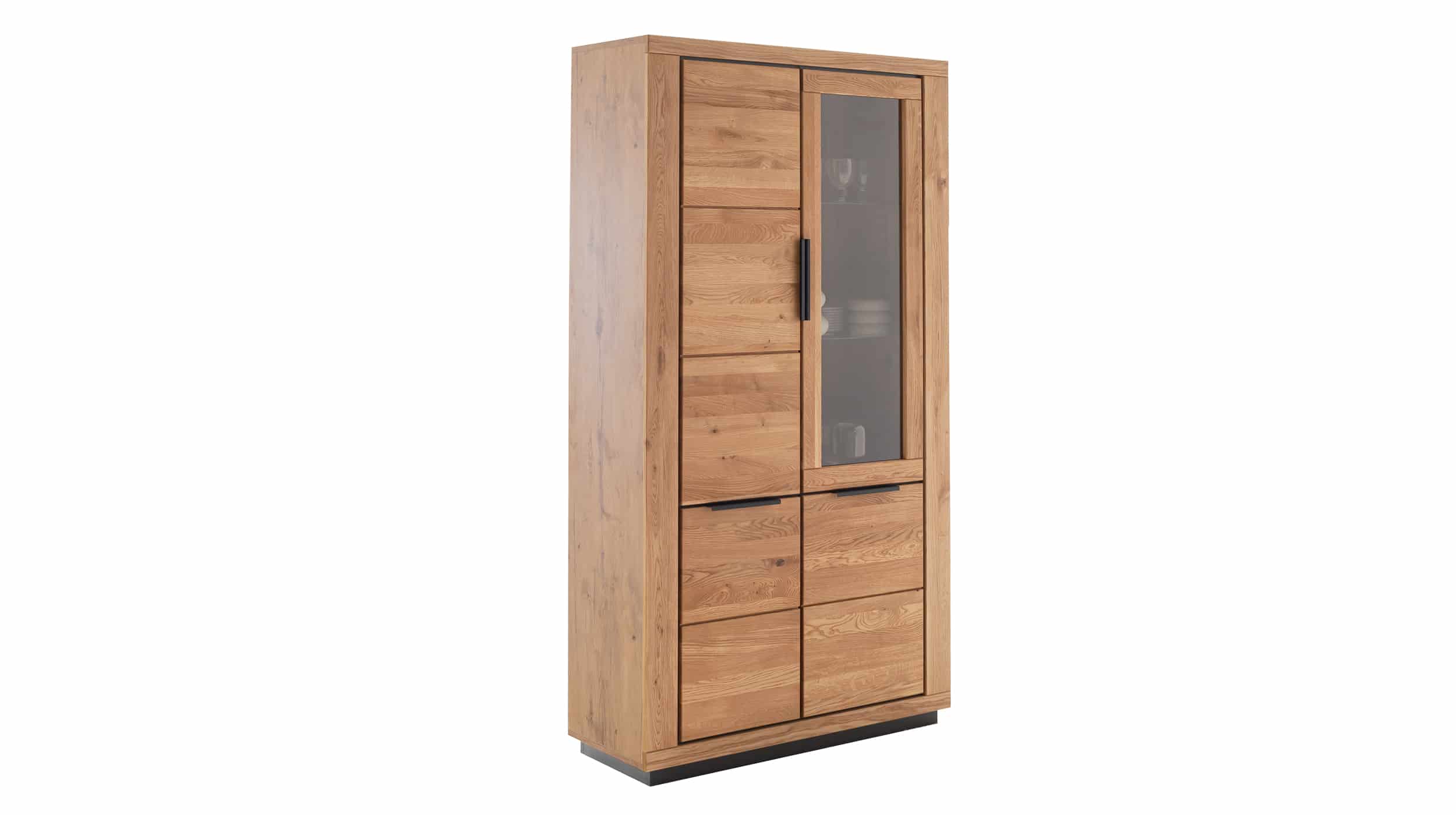 Vitrine mit Glastür Wildeiche teilmassiv geölt Breite 107 cm - GRENO Vitrine mit Glastür Wildeiche teilmassiv geölt 107 cm - GRENO