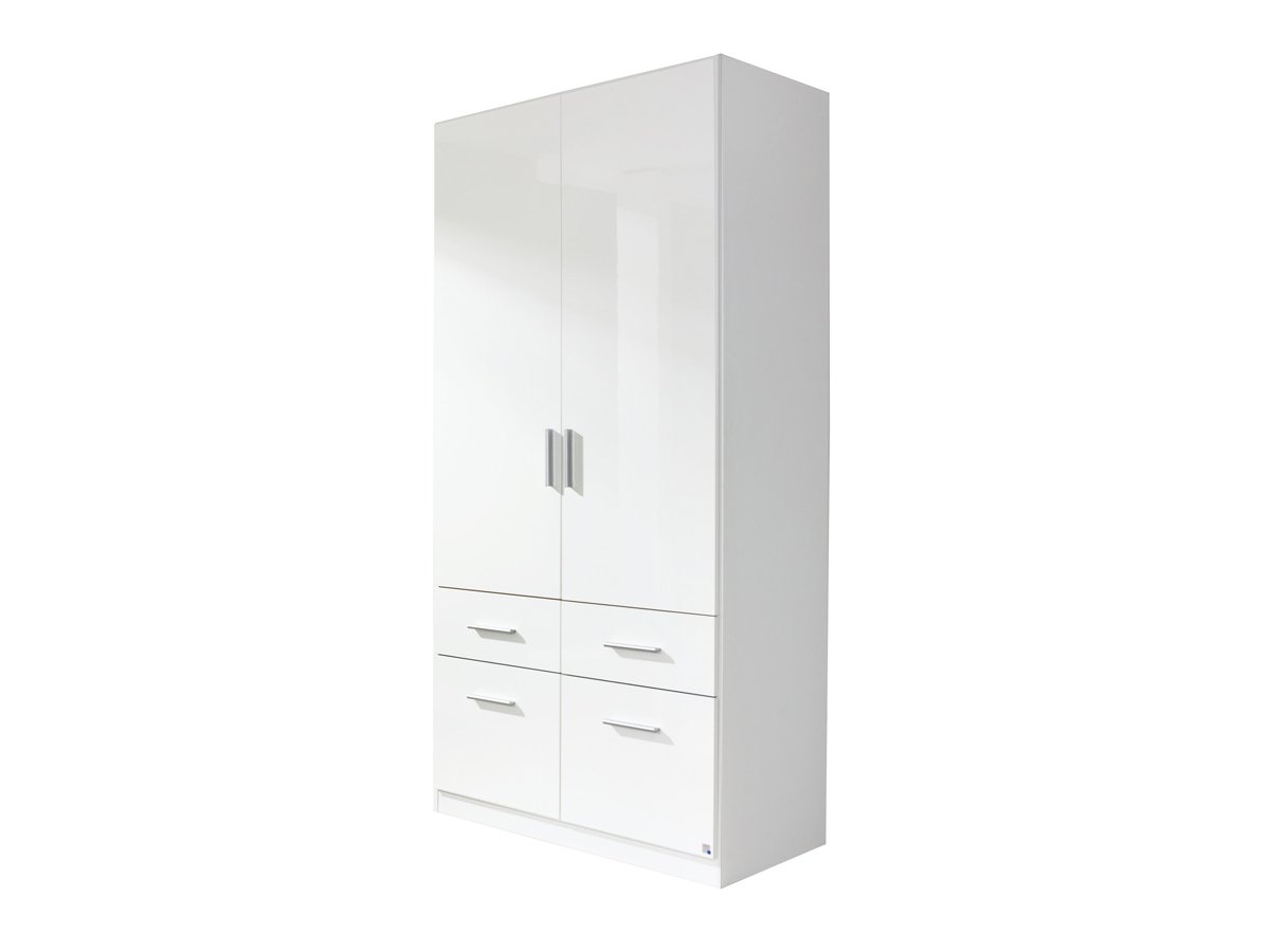 Kleiderschrank weiß hochglanz 91 cm 2-türig - CELLE