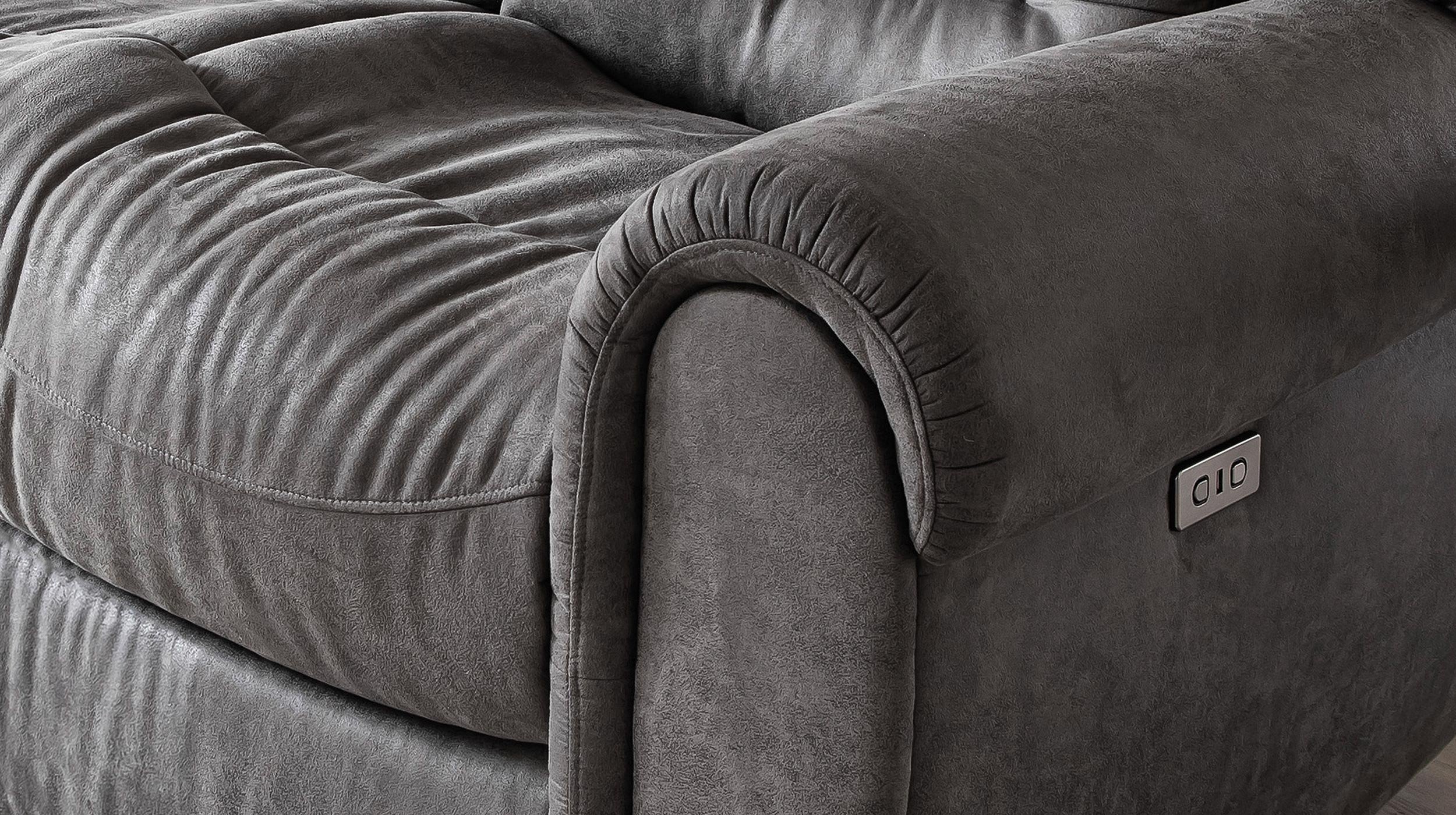 Einzelsofa 3-Sitzer grau 203 cm - Relaxfunktion - PABLO