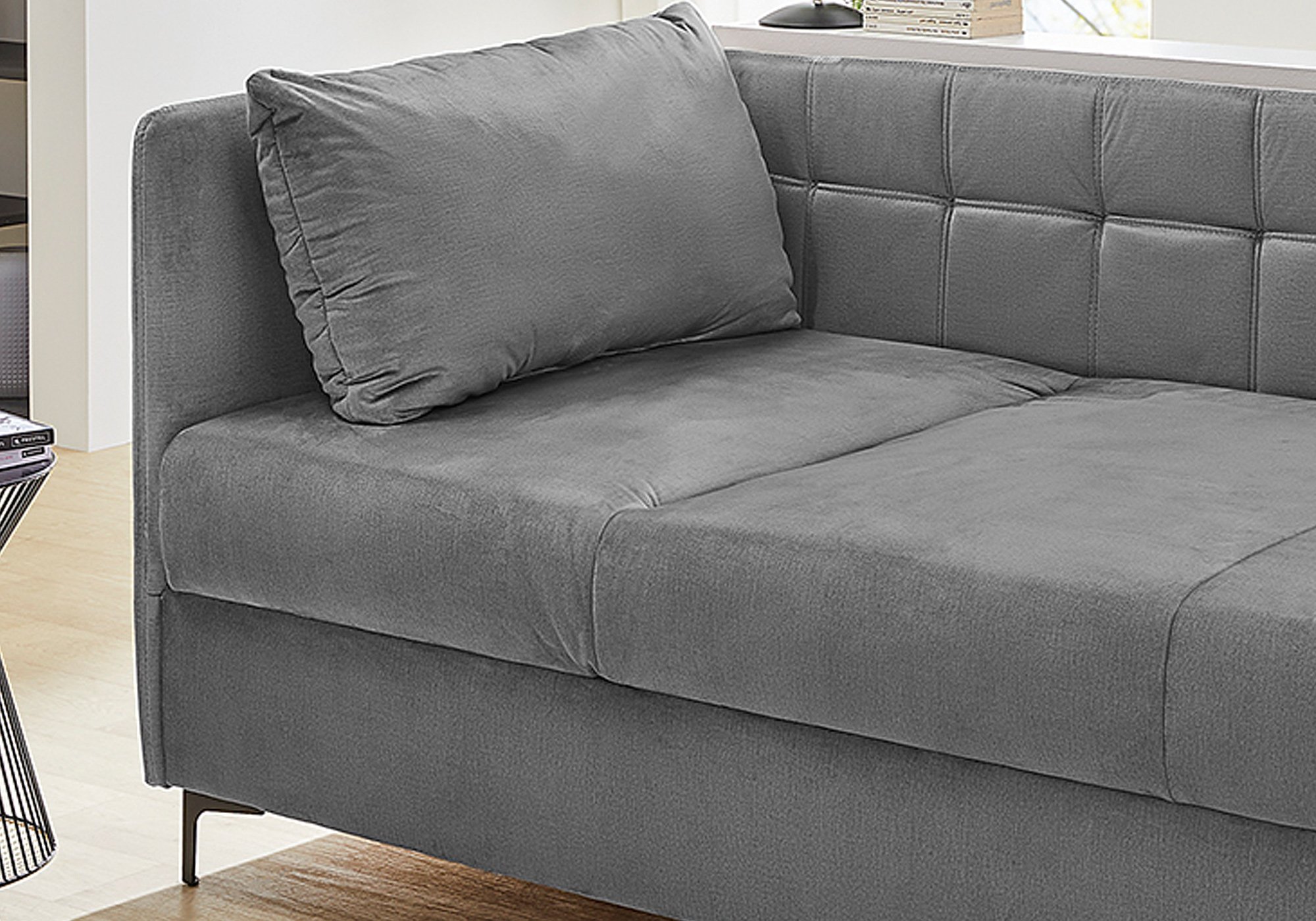 Einzelsofa 207 cm Recamiere Sofa grau - MARIE