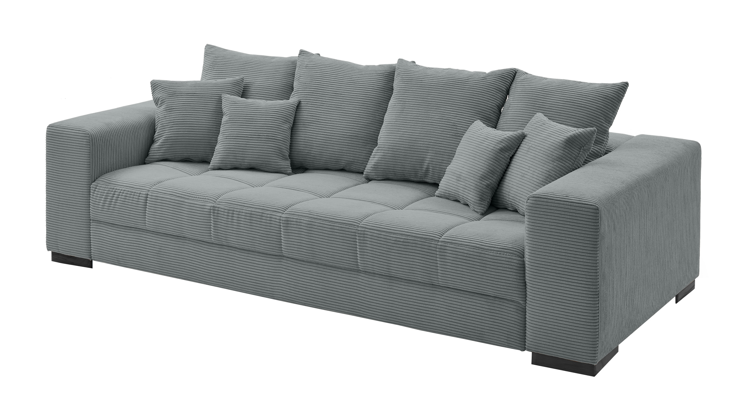 Big Sofa Cord grau - 254 cm - Nosagunterfederung - BORNEO Big Sofa grau Cord 254 cm - Nosagunterfederung - BORNEO