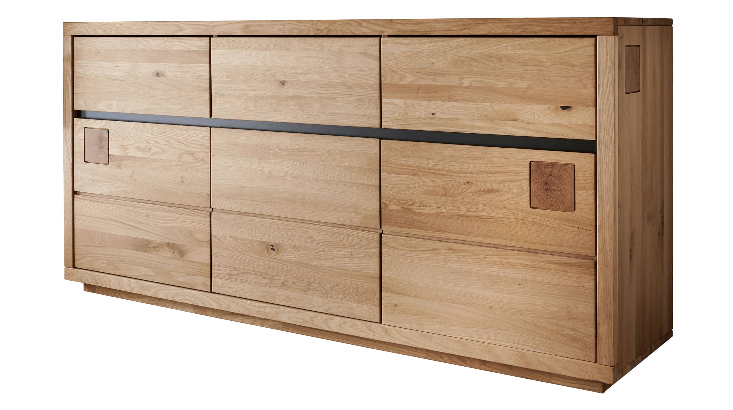 Sideboard 3 Schubladen Wildeiche massiv geölt 175 cm - GIRONA Sideboard 3 Schubladen Wildeiche massiv geölt 175 cm - GIRONA