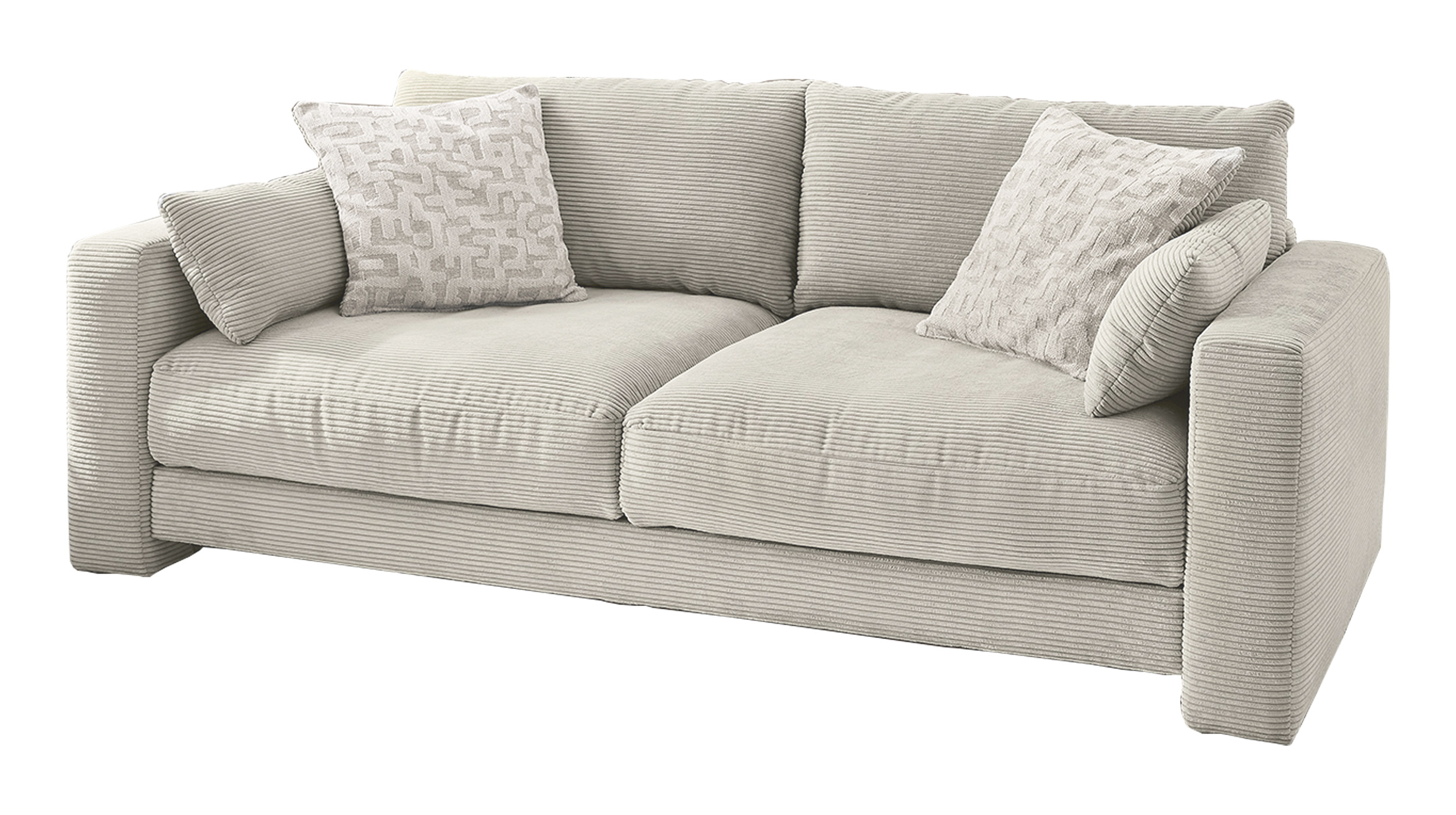 Big Sofa Cord grau-beige - 241 cm Federkernpolsterung - MILEY Big Sofa Cord grau-beige - 241 cm Federkernpolsterung - MILEY