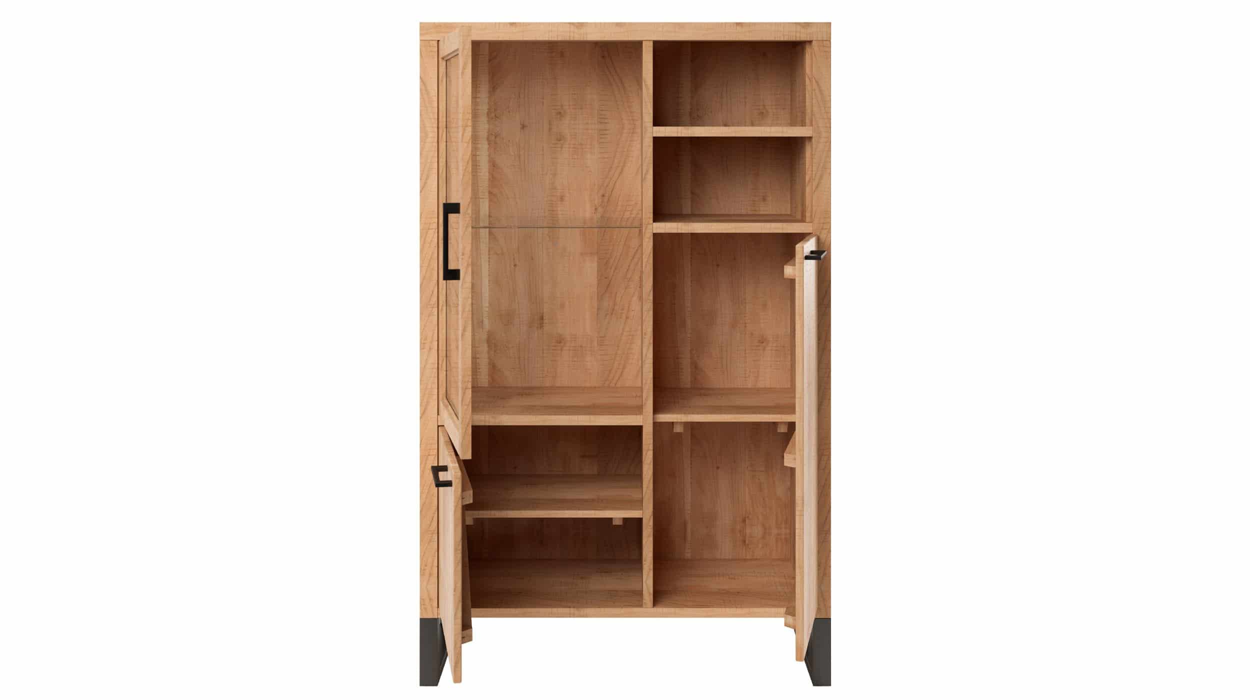 Highboard 1 Glastür Akazie massiv 88 cm - BENIKO