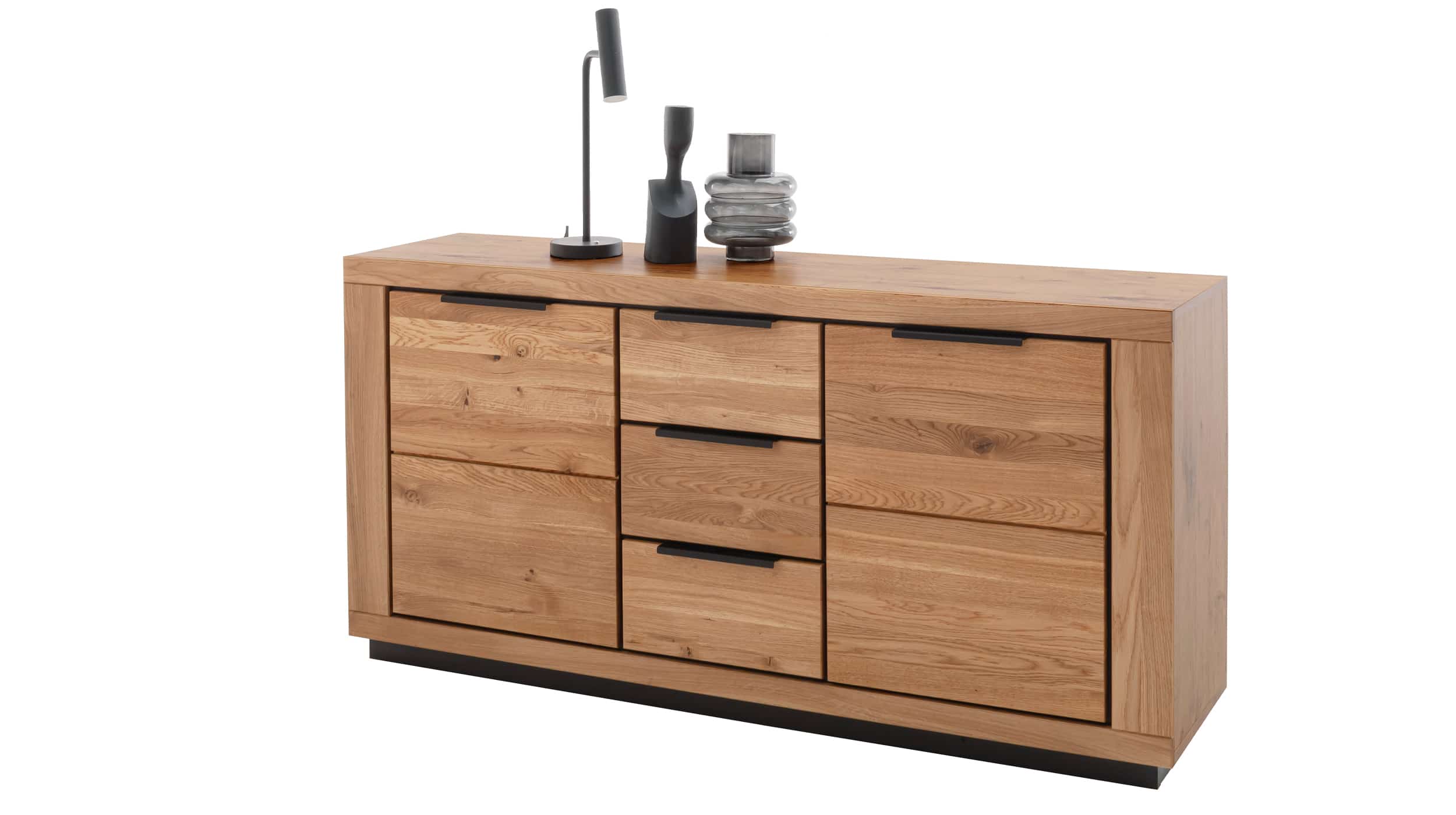 Sideboard mit 3 Schubladen Wildeiche geölt 163 cm - GRENO Sideboard mit 3 Schubladen Wildeiche geölt 163 cm - GRENO