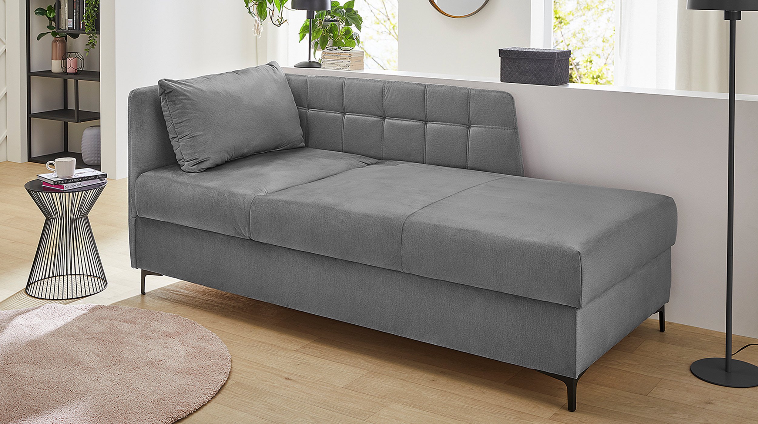 Einzelsofa 207 cm Recamiere Sofa grau - MARIE