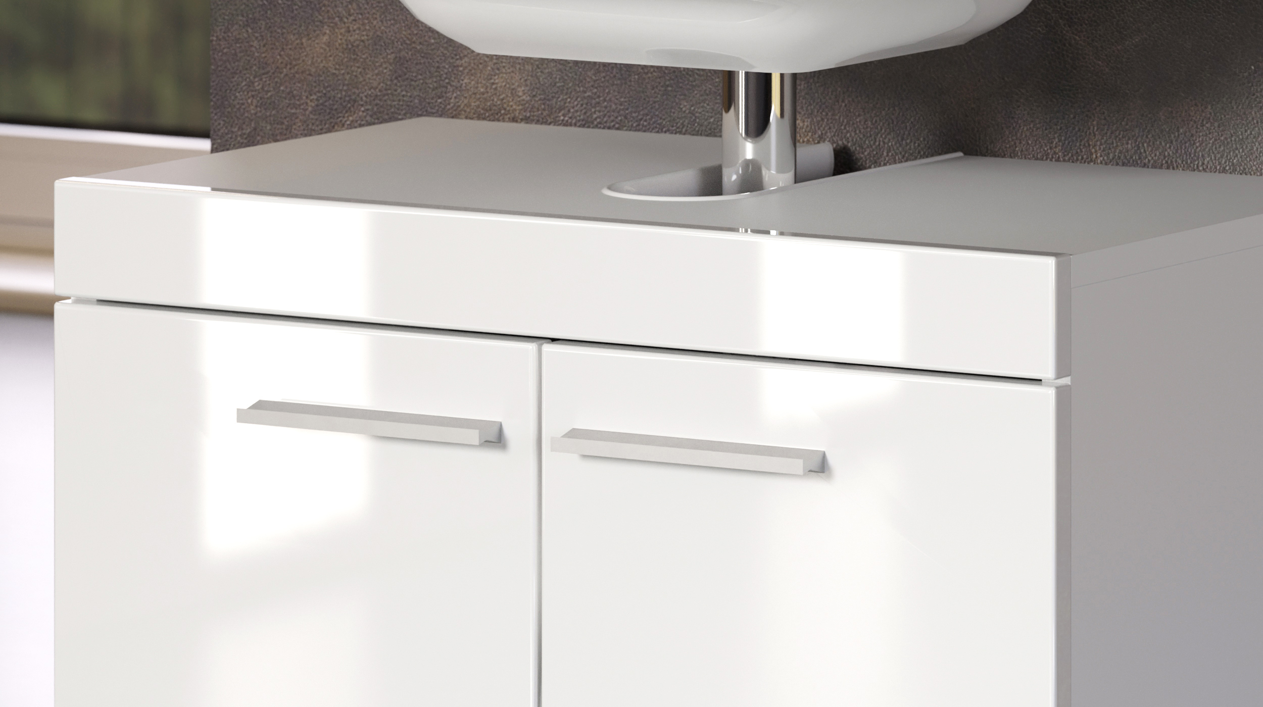 Waschbeckenunterschrank weiß hochglanz 60 cm - AMANDA