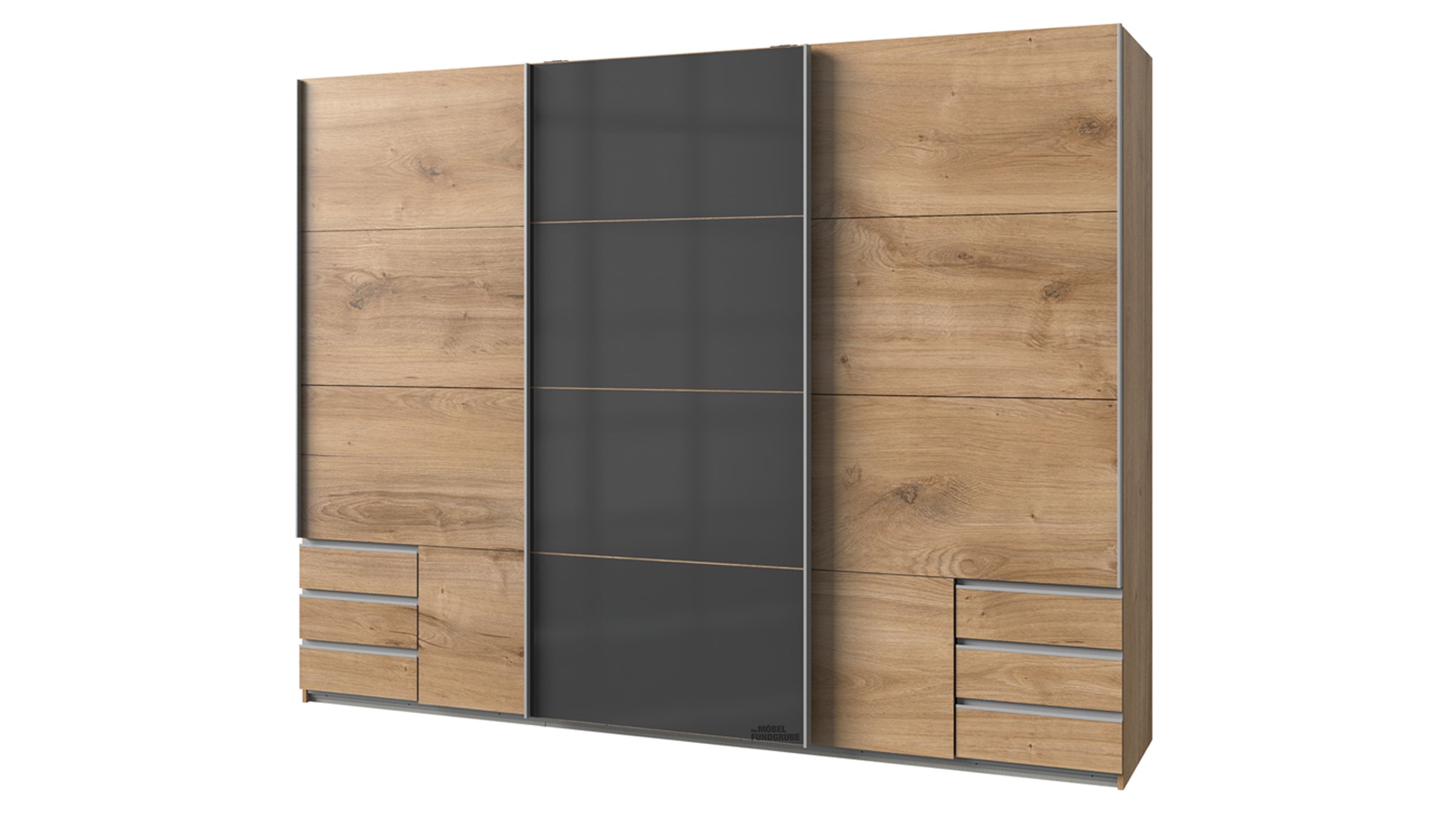 Schwebetürenschrank 270 cm - Plankeneiche - graphit - VALENCIA