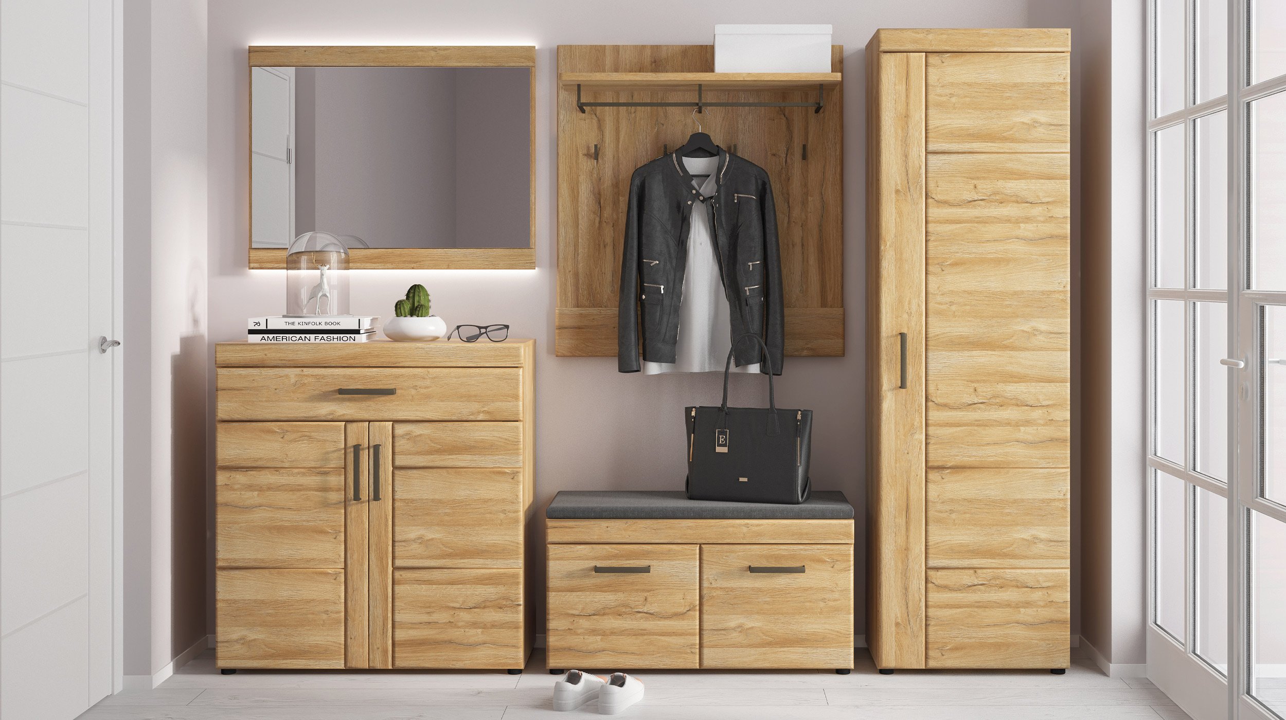 Schuhschrank Grandson Eiche 93 x 100 cm 2-türig - CORTINA