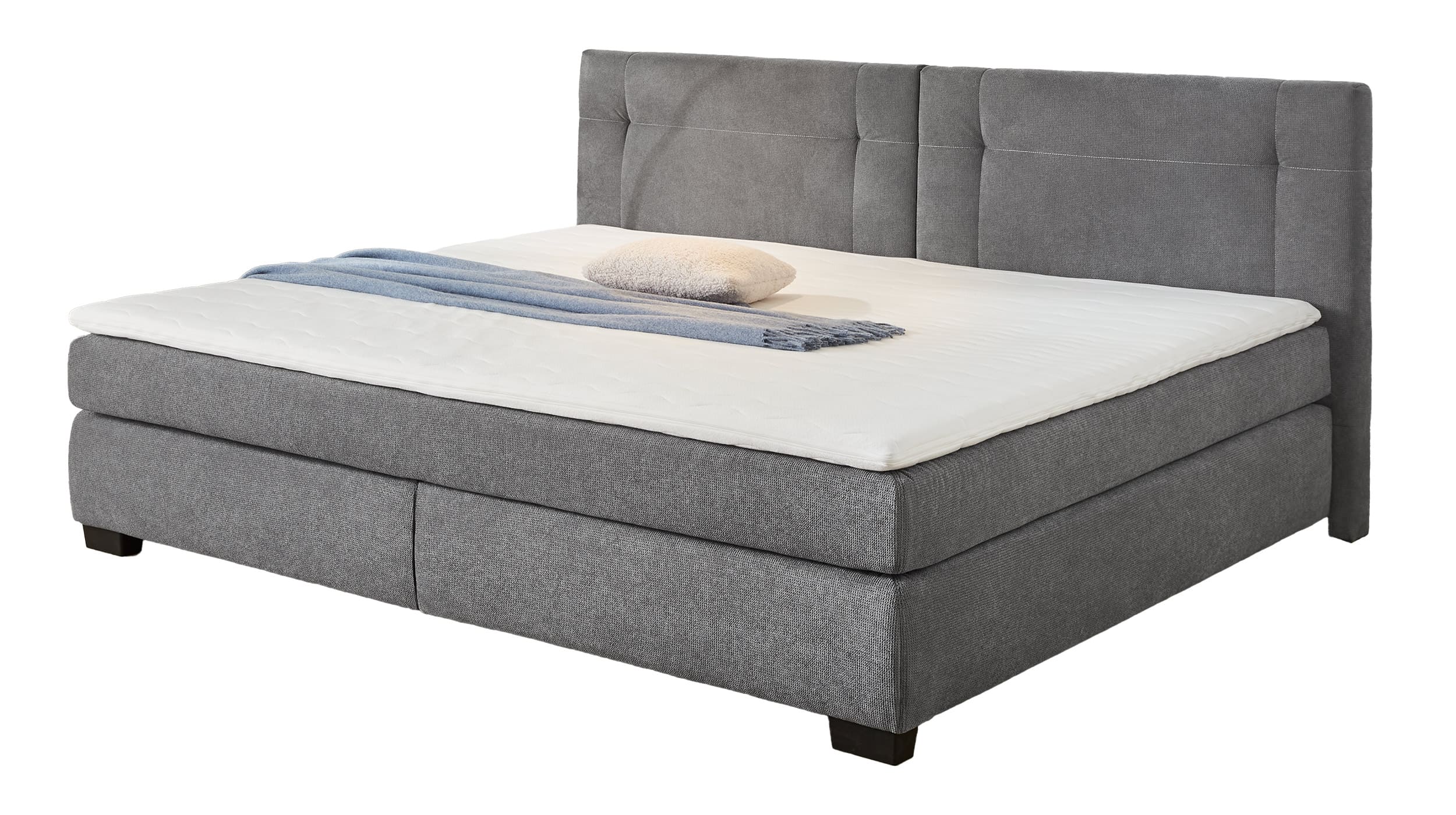 Boxspringbett 240 x 200 cm grau Microfaser - FAMILY Boxspringbett 240 x 200 cm grau Microfaser- FAMILY