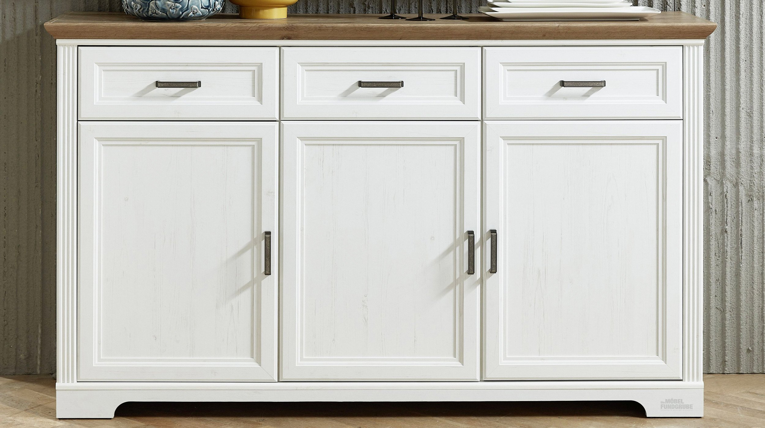 Sideboard Pinie weiß - Artisan Eiche 166 cm - JASMIN