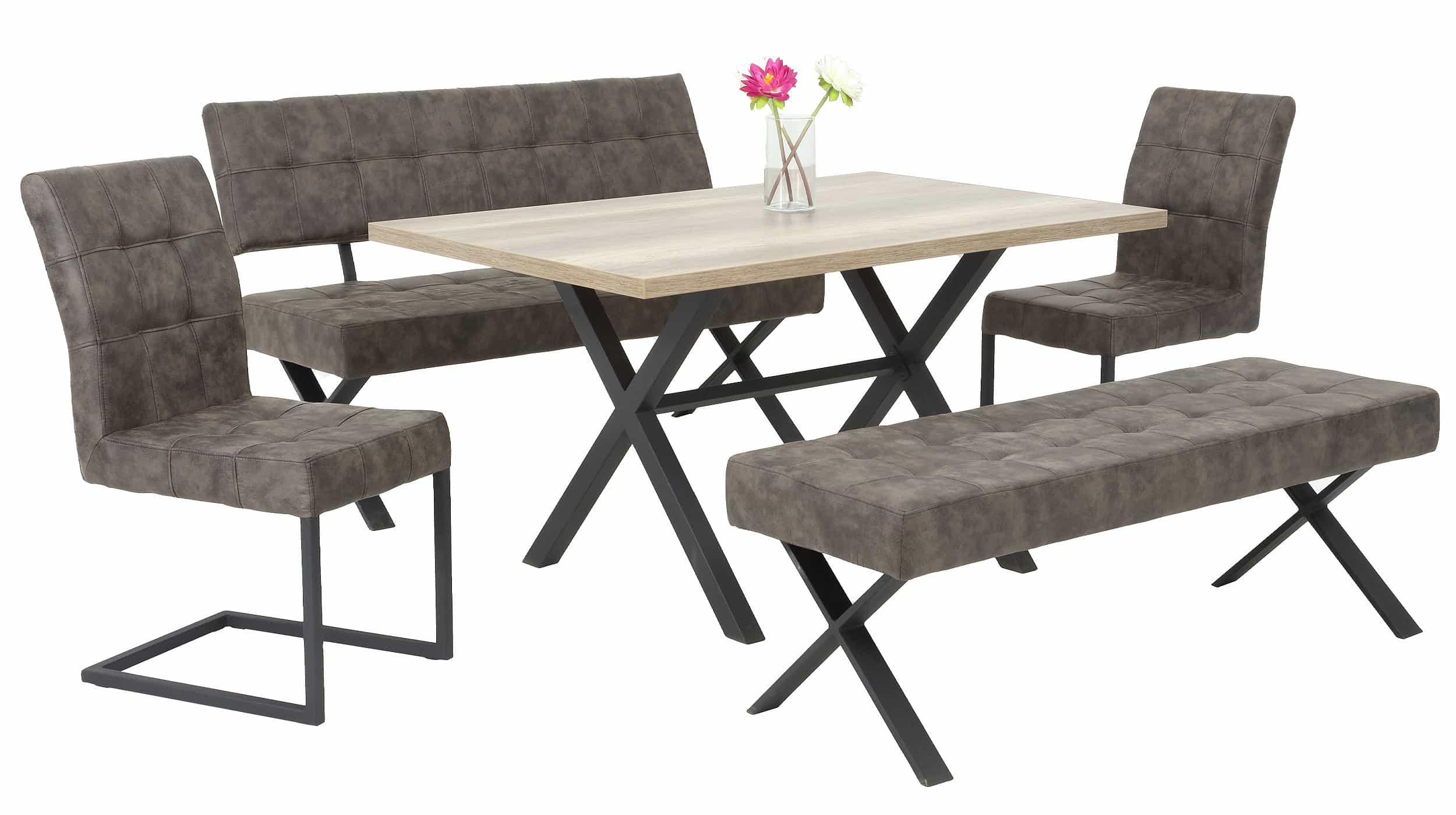 Sitzbank 140 cm Lederlook braun Bank - DONNA