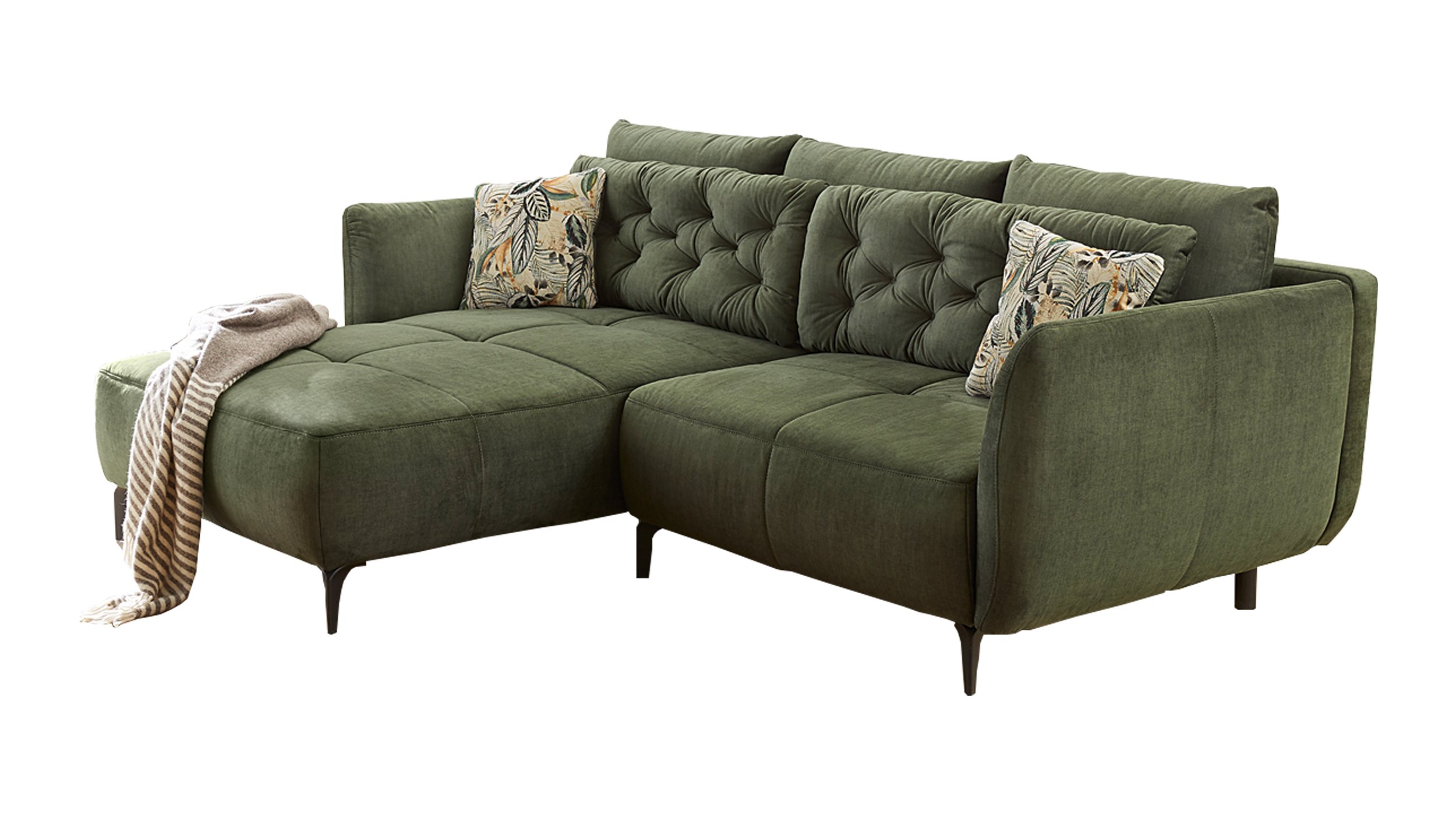 Ecksofa Veloursbezug grün 251 x 186 cm - SALO Ecksofa Veloursbezug grün 251 x 186 cm - SALO