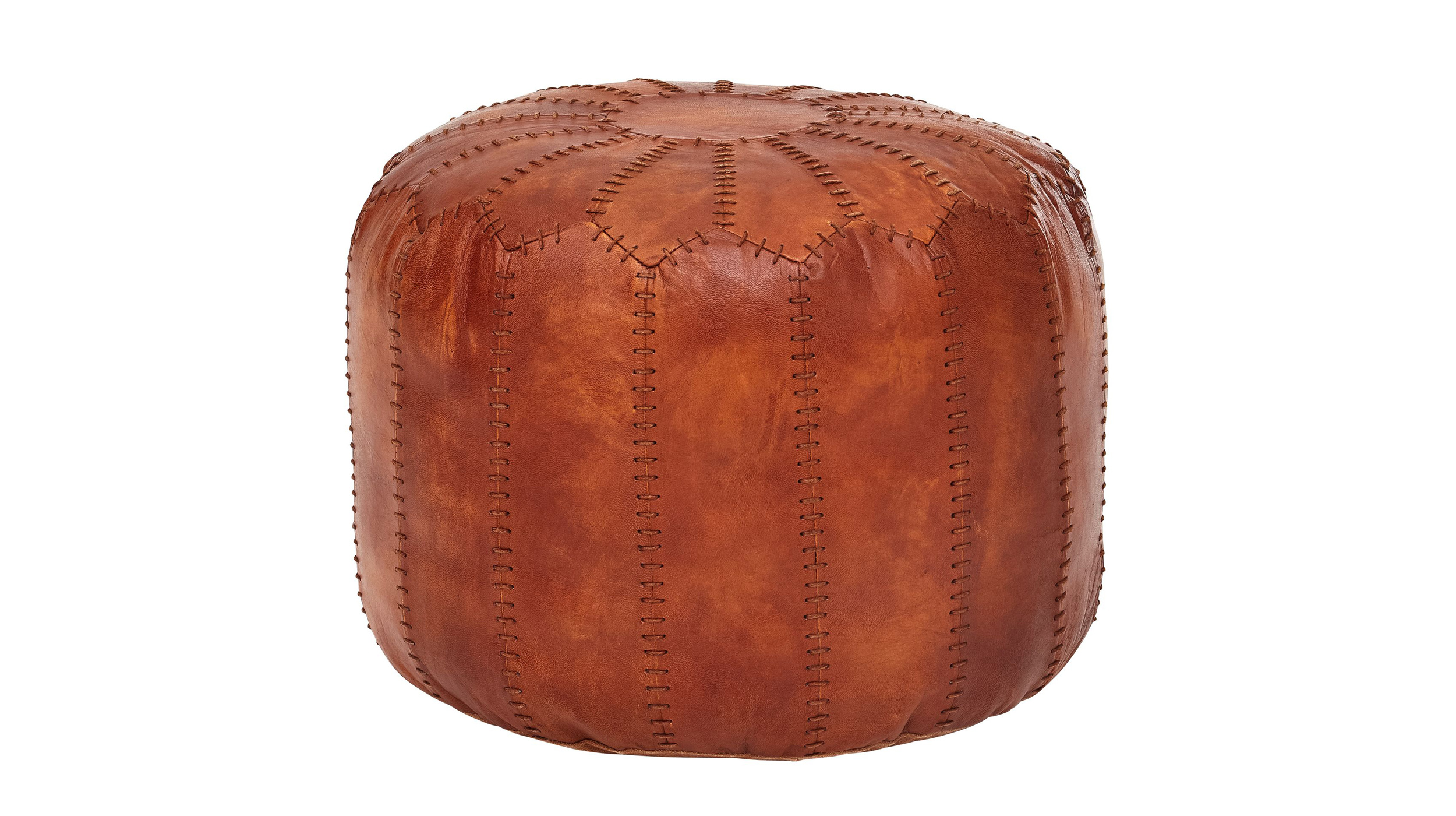 Sitz- & Fußhocker rund Echtleder braun - VILT Sitz- & Fußhocker 52 x 52 cm braun Echtleder - VILT