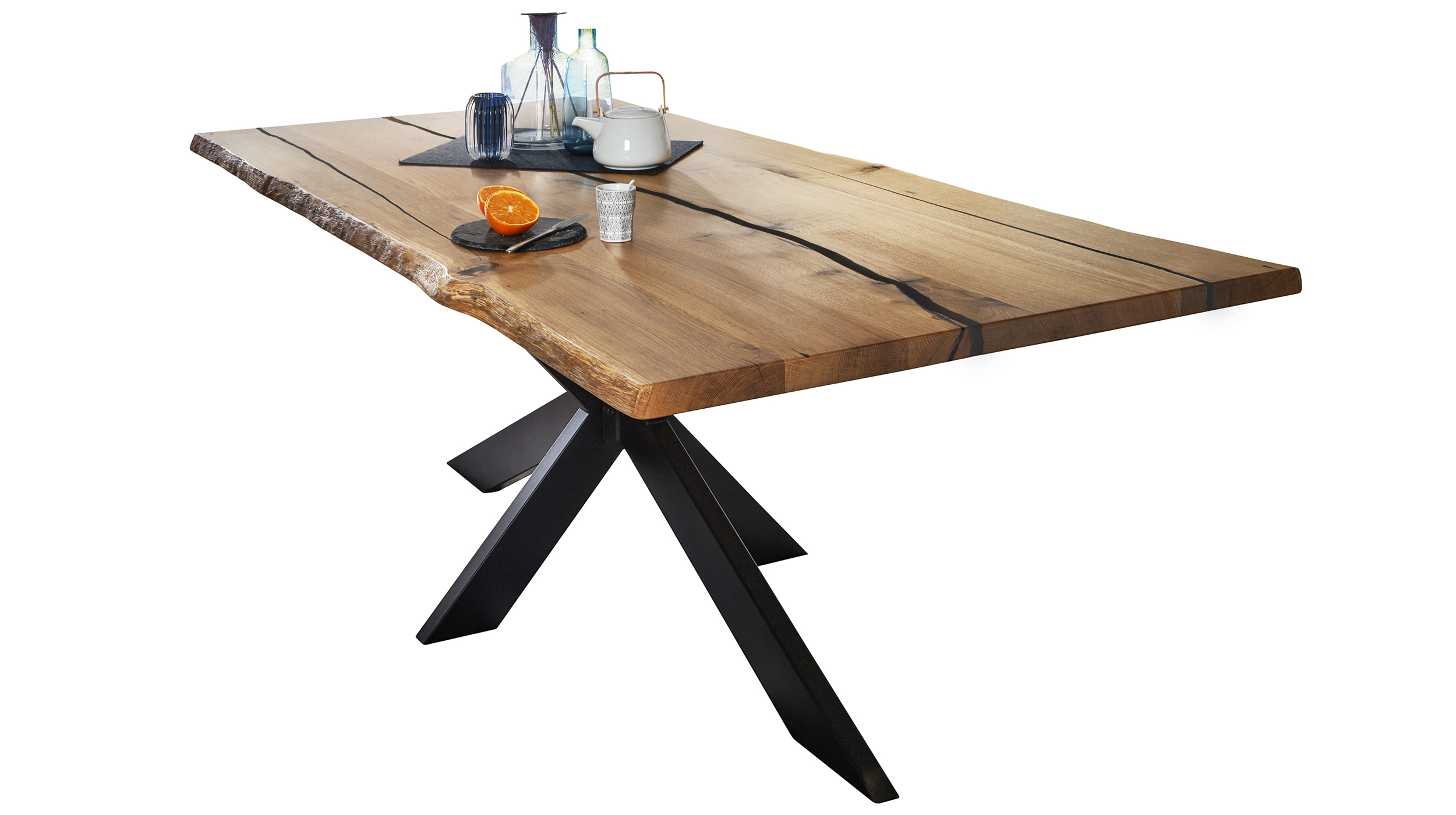 Esstisch Baumkantentisch 200 cm Wildeiche Epoxidharz - TORAN Esstisch Baumkantentisch 200 cm Wildeiche Epoxidharz - TORAN
