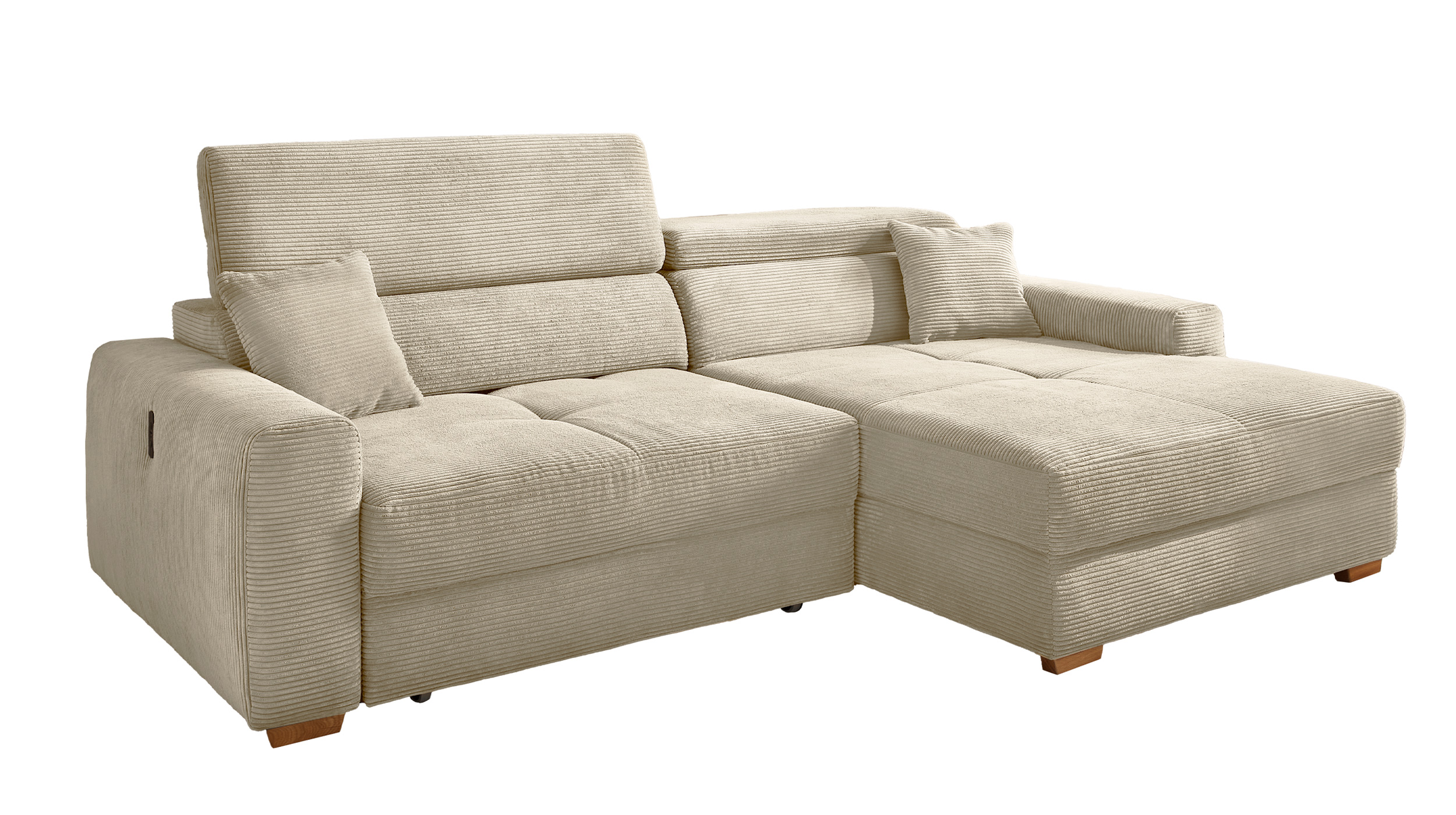 Ecksofa Cord grau-beige 277 x 187 cm mit Relaxfunktion - SLIDER Ecksofa Cord grau-beige 277 x 187 cm mit Relaxfunktion - SLIDER