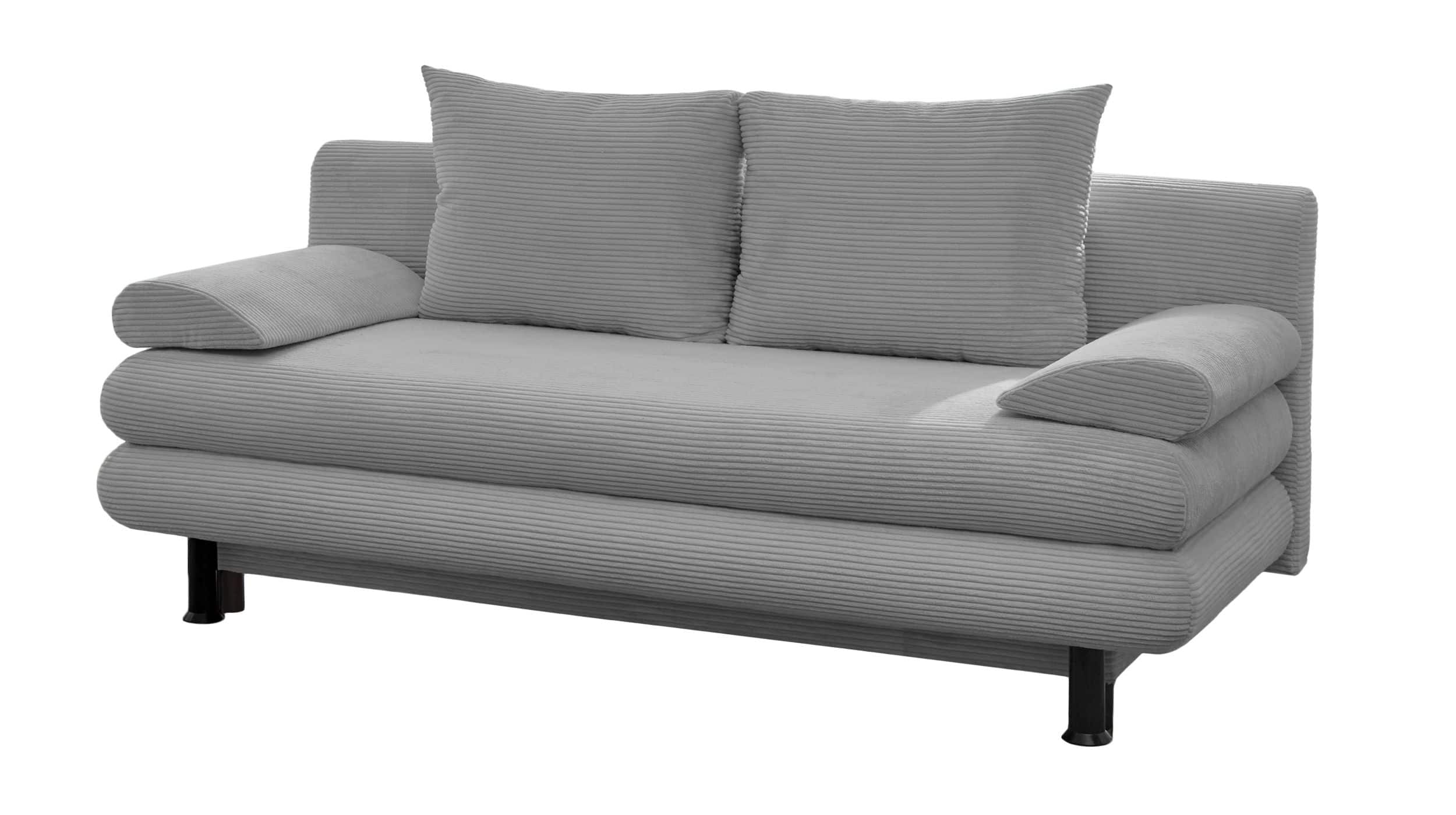 Schlafsofa Cord grau mit Bettkasten Federkern 190 cm - BAREND Schlafsofa mit Bettkasten Cord grau 190 x 93 cm - BAREND