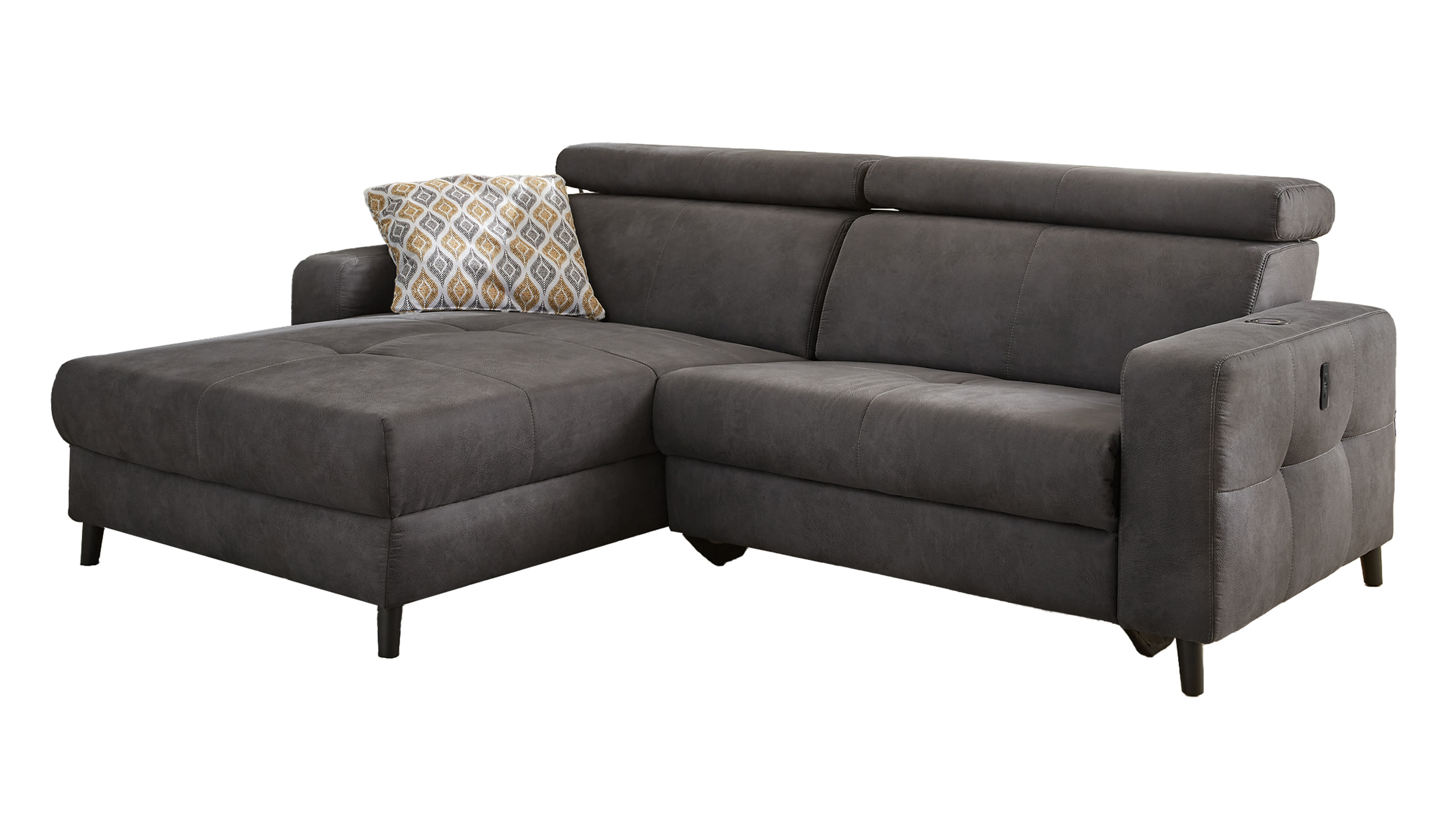 Ecksofa mit Relaxfunktion grau 249 x 109 cm - DOPPIO Ecksofa mit Relaxfunktion grau 249 x 109 cm - DOPPIO