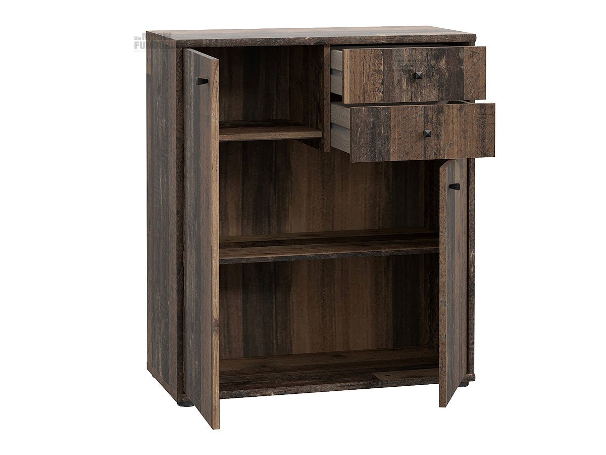 Kommode Old Wood 74 cm 2-türig mit 2 Schubladen - TEMPRA