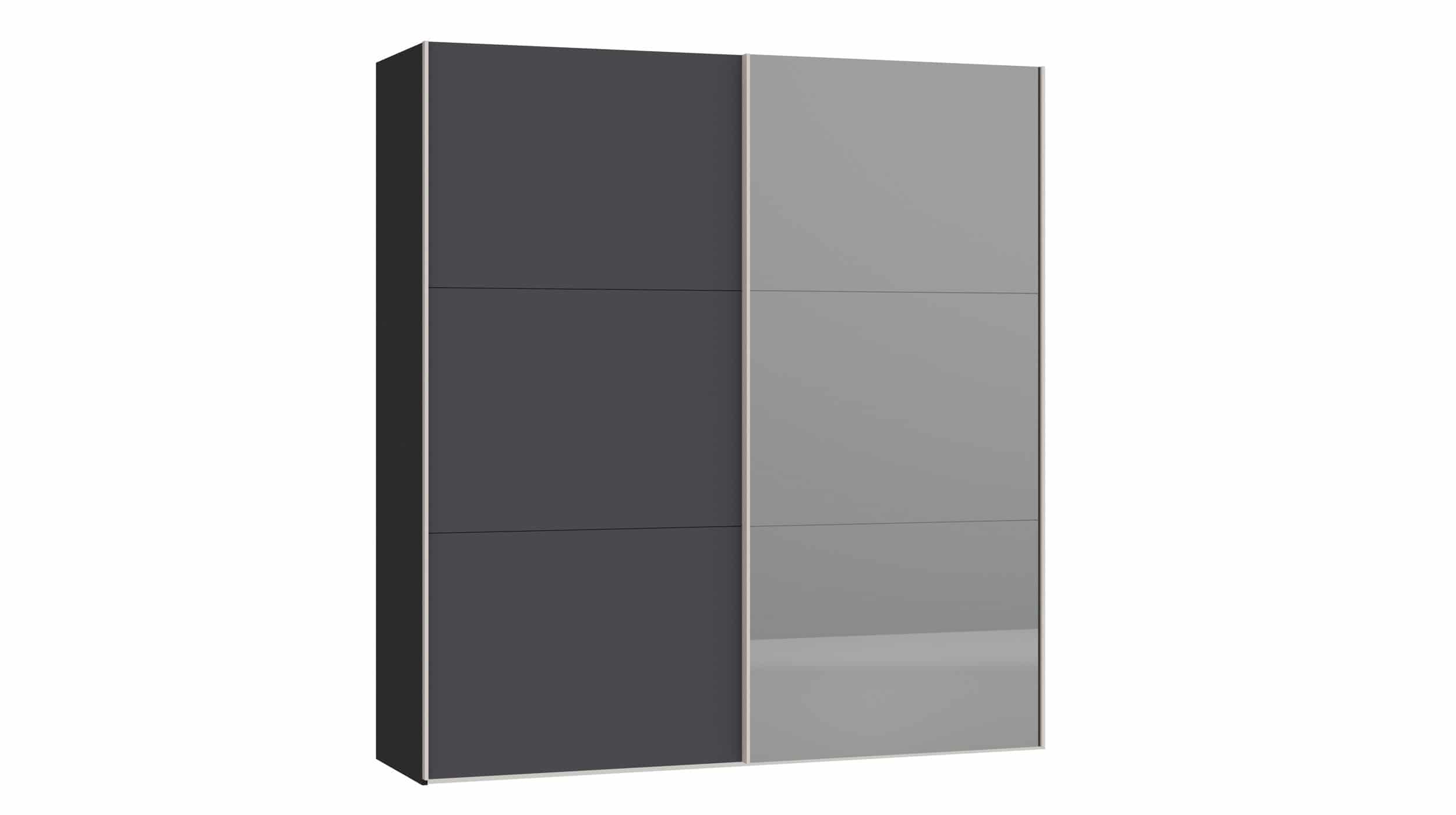 Schwebetürenschrank matt - mit Spiegel - anthrazit 203 cm - SLIDELINE Schwebetürenschrank anthrazit 203 cm 2-türig - SLIDELINE