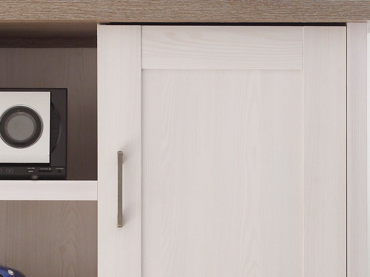 Highboard mit 2 Türen Pinie weiß - Trüffel 106 cm - LUCA
