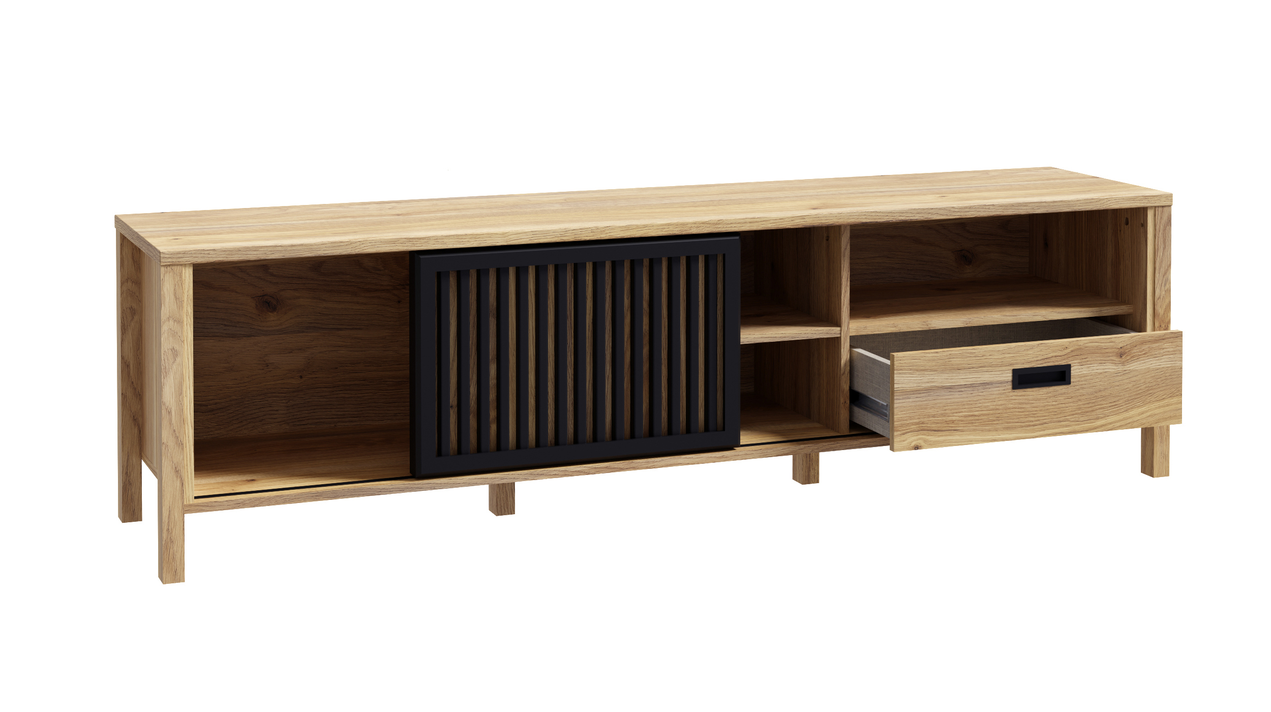 TV-Lowboard Mauvella  Eiche - schwarz 175 cm - JYTANA 