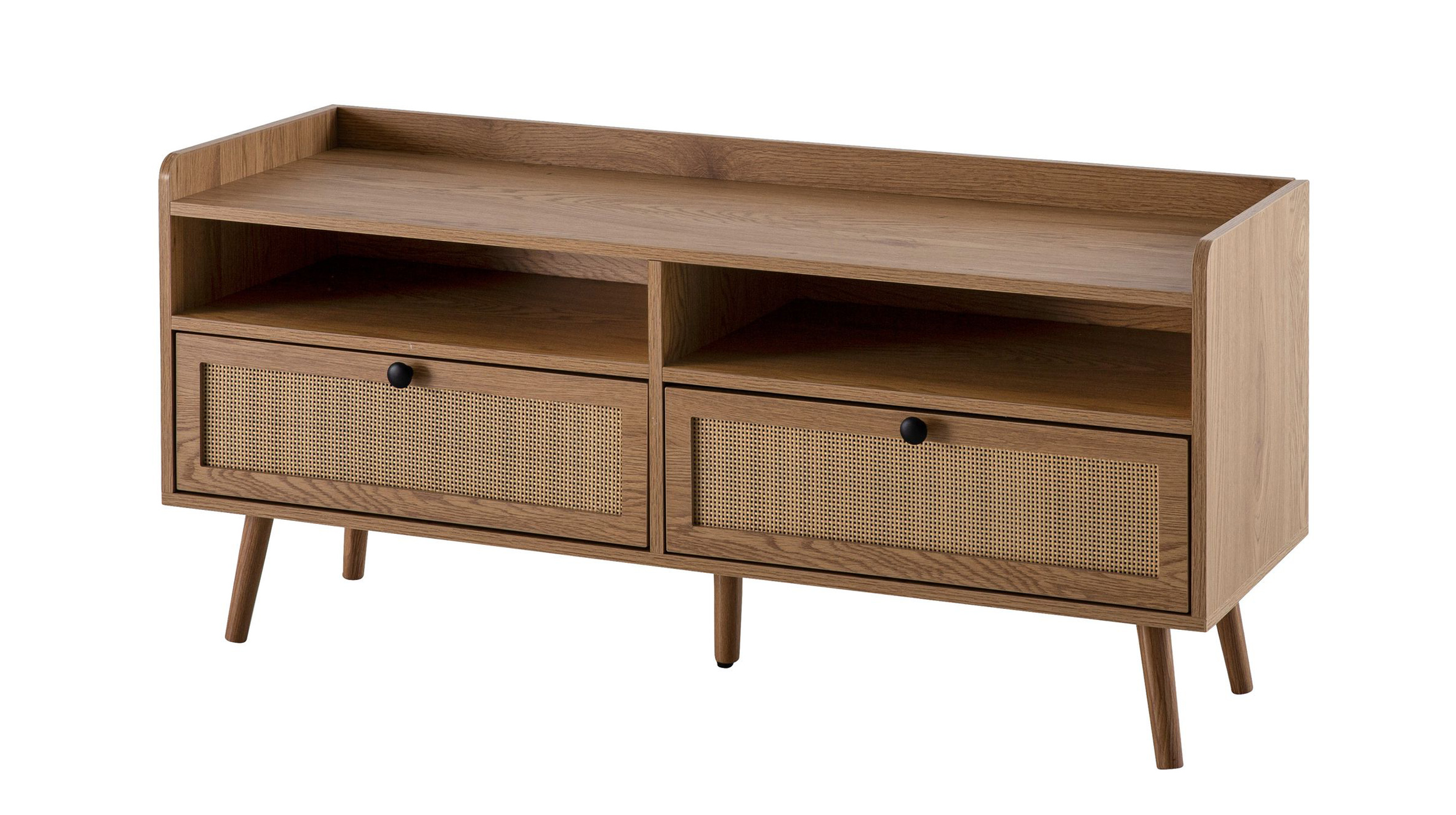 TV - Lowboard Eiche teilmassiv - Rattan 120 cm - RATVAN TV - Lowboard Eiche teilmassiv - Rattan 120 cm - RATVAN